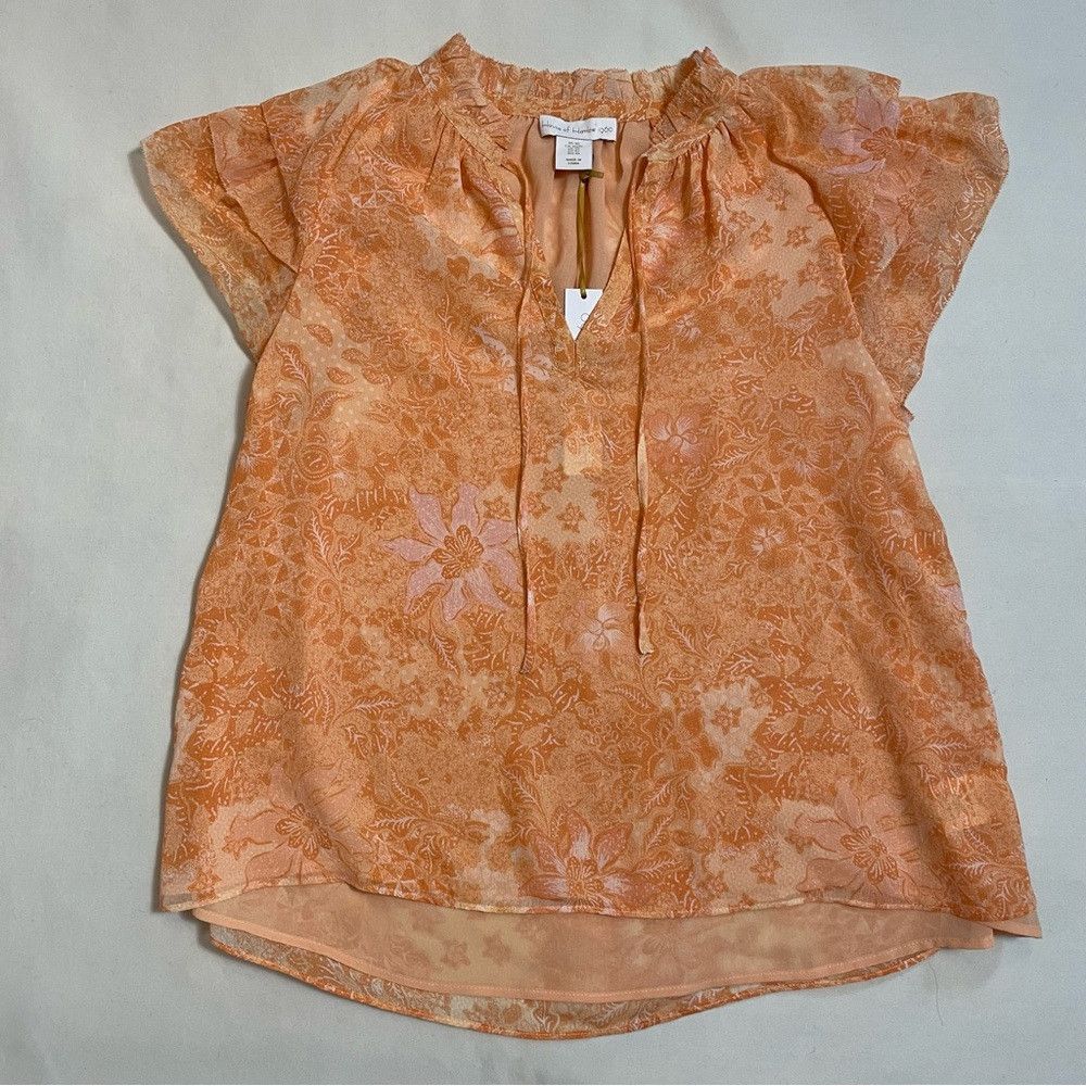 House of Harlow NWT New House of Harlow 1960 Orange Flutter Sleeve Blouse T Size XS / US 0-2 / IT 36-38 - 5 Thumbnail