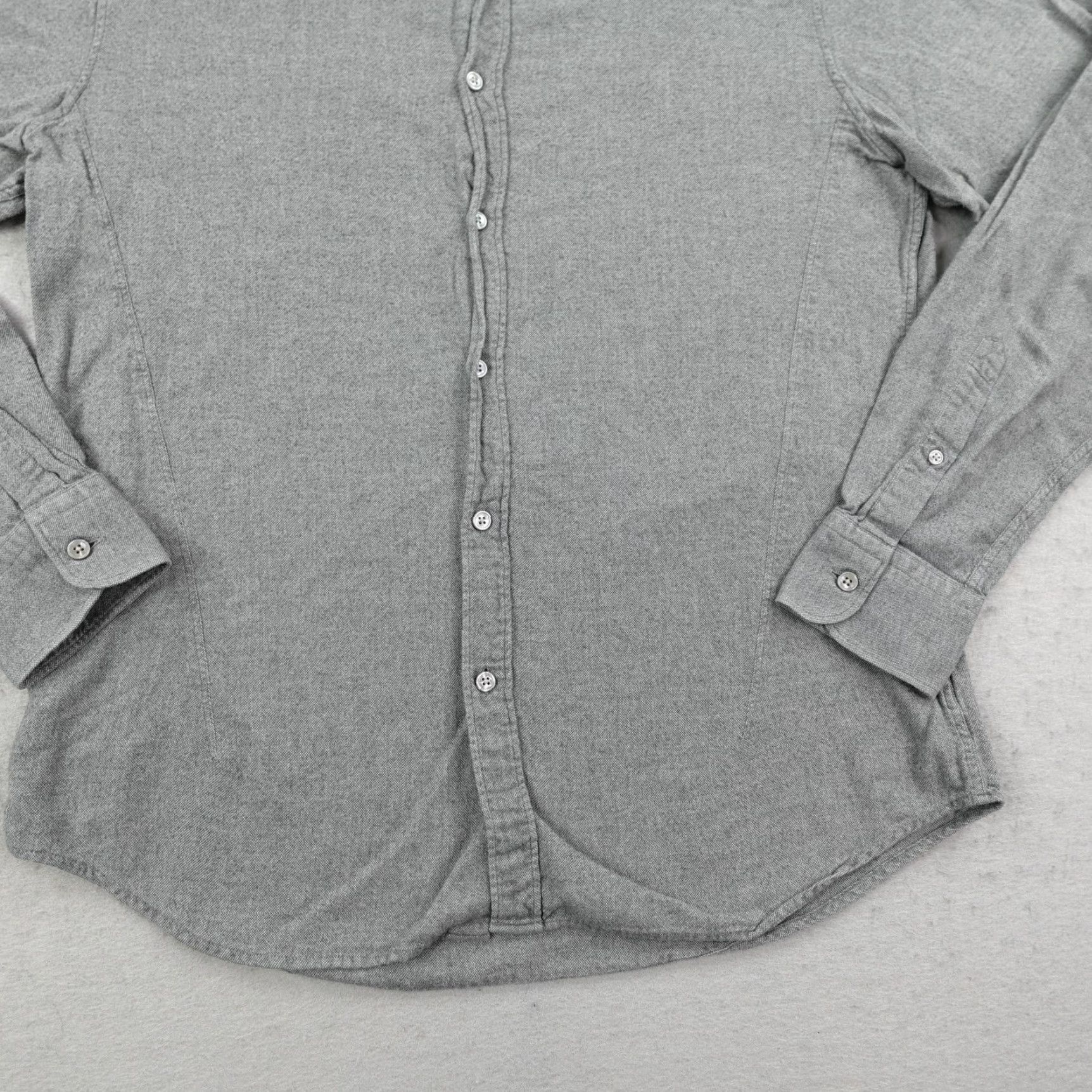 Ermenegildo Zegna Ermenegildo Zegna Shirt Mens XL Gray Flannel Button-Up Long Sleeve Cotton Size US XL / EU 56 / 4 - 3 Thumbnail
