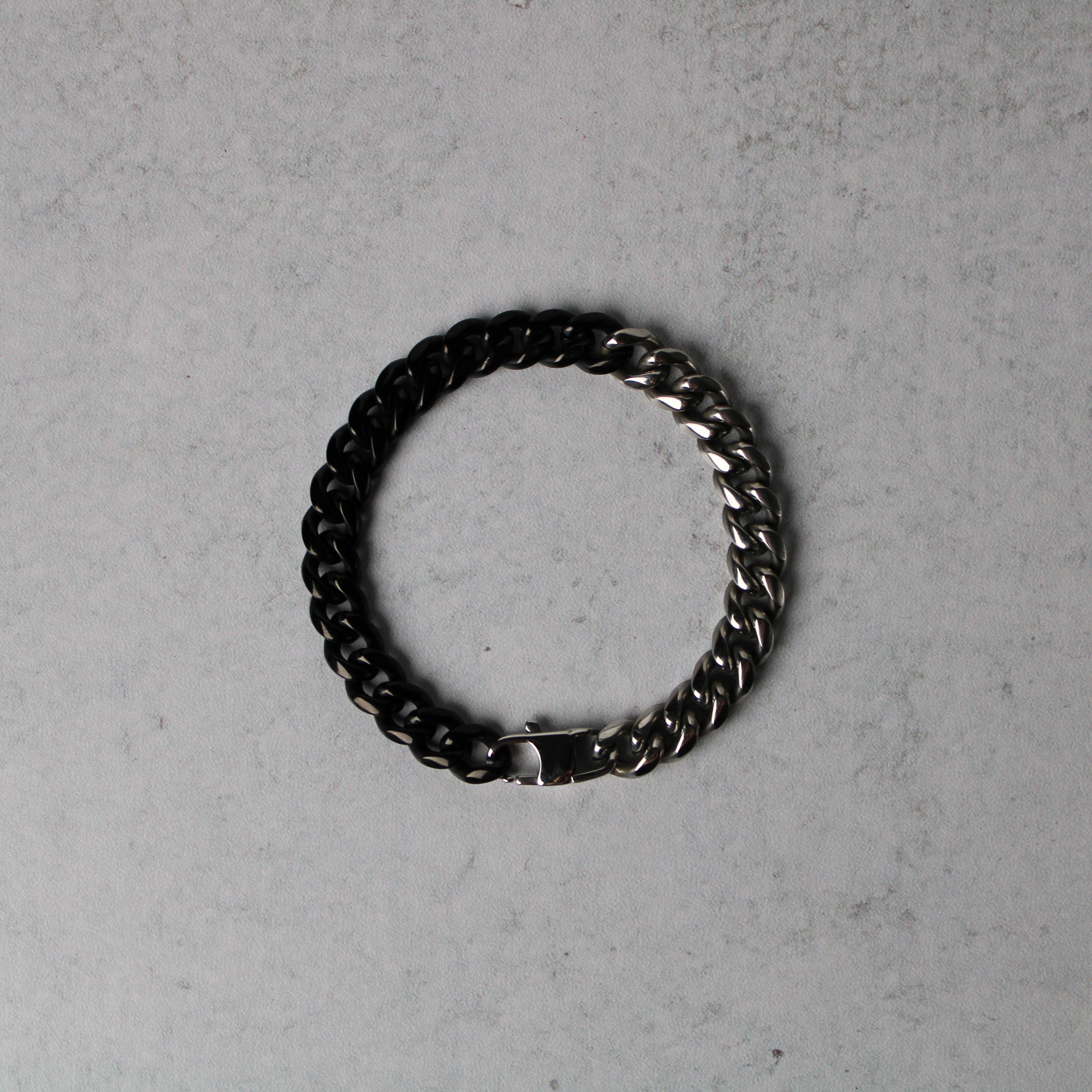 Jewelry Silver/Black 8mm Cuban Link Bracelet 7" 8" Size ONE SIZE - 4 Thumbnail