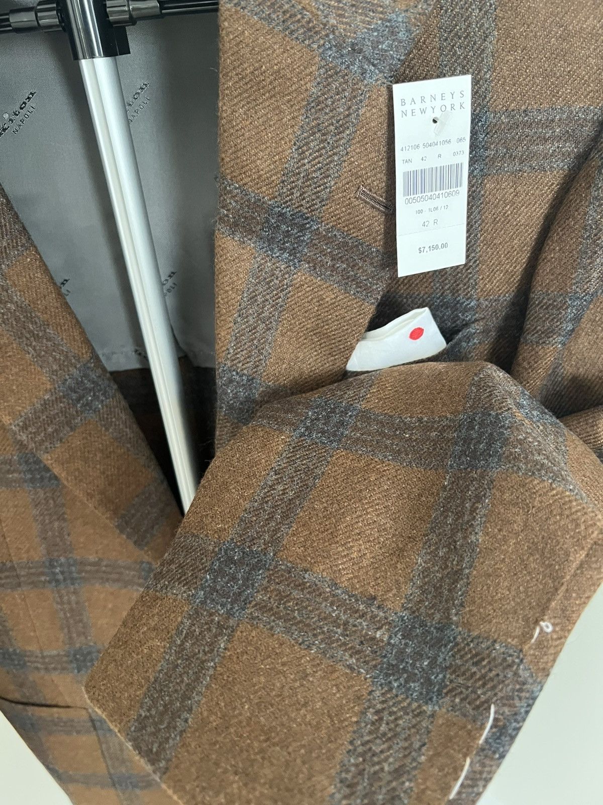 Barneys New York × Kiton Kiton Size 42R/52R Brown Plaid Cashmere Blazer Barneys NY XO Size 42R - 3 Thumbnail