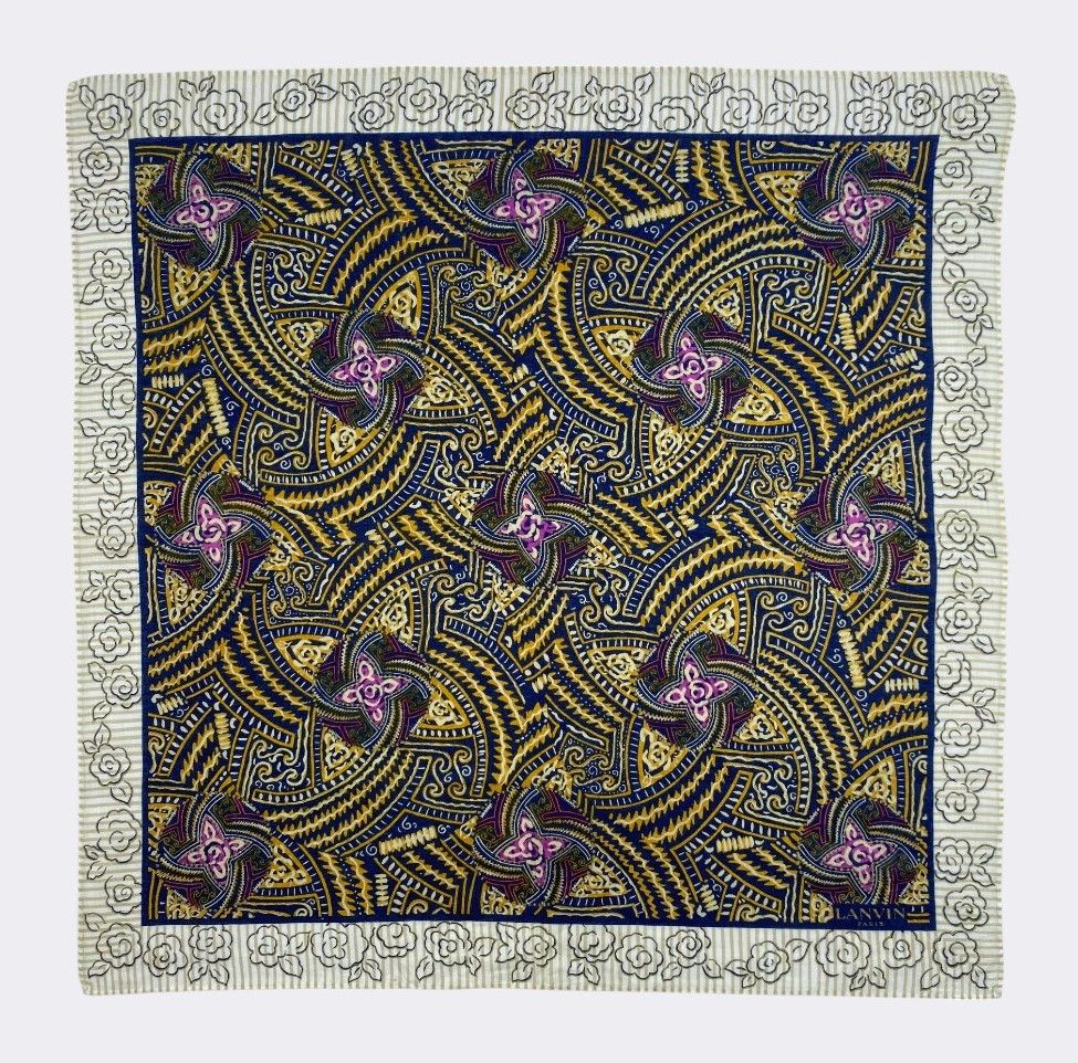 Lanvin Vintage Lanvin Paris Geometric Floral Cotton Handkerchief Size ONE SIZE - 1 Thumbnail