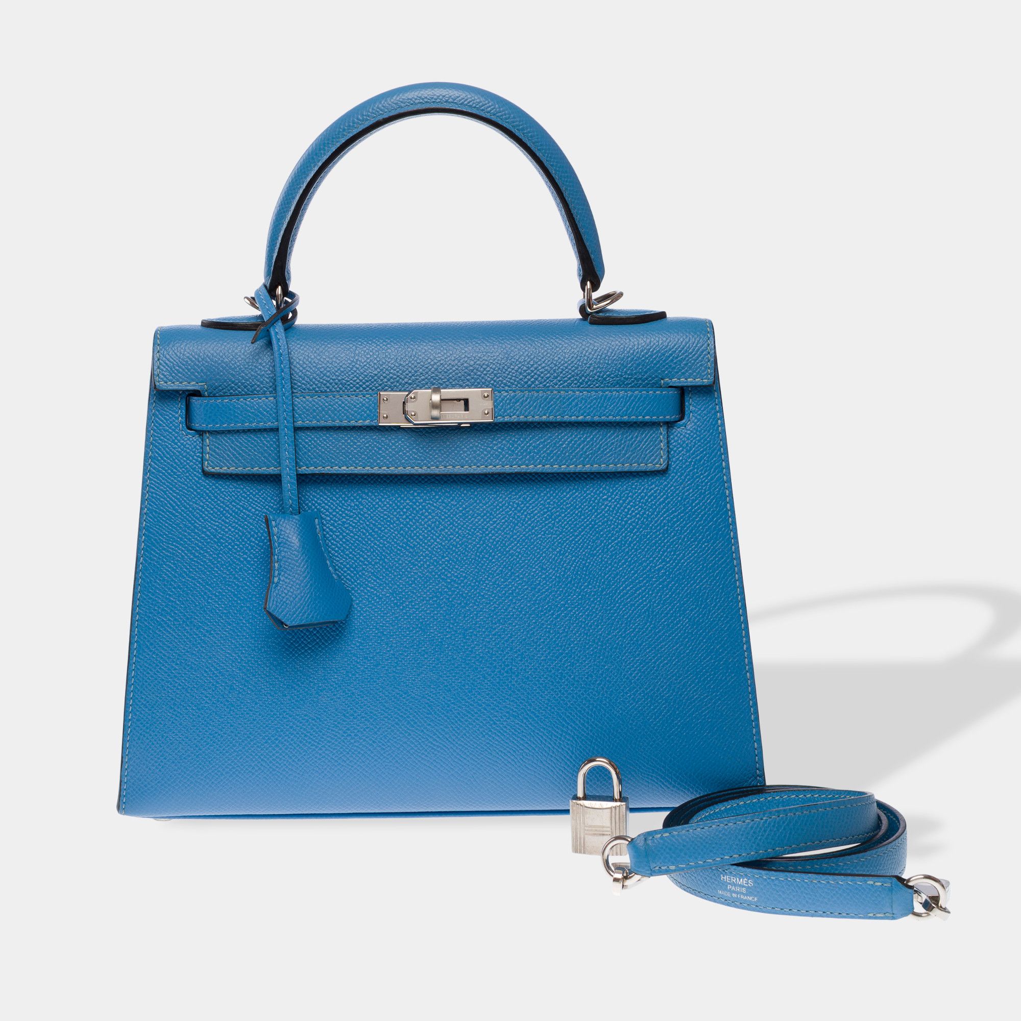 Hermes HERMES Kelly 25 in Blue Leather Size ONE SIZE - 1 Thumbnail