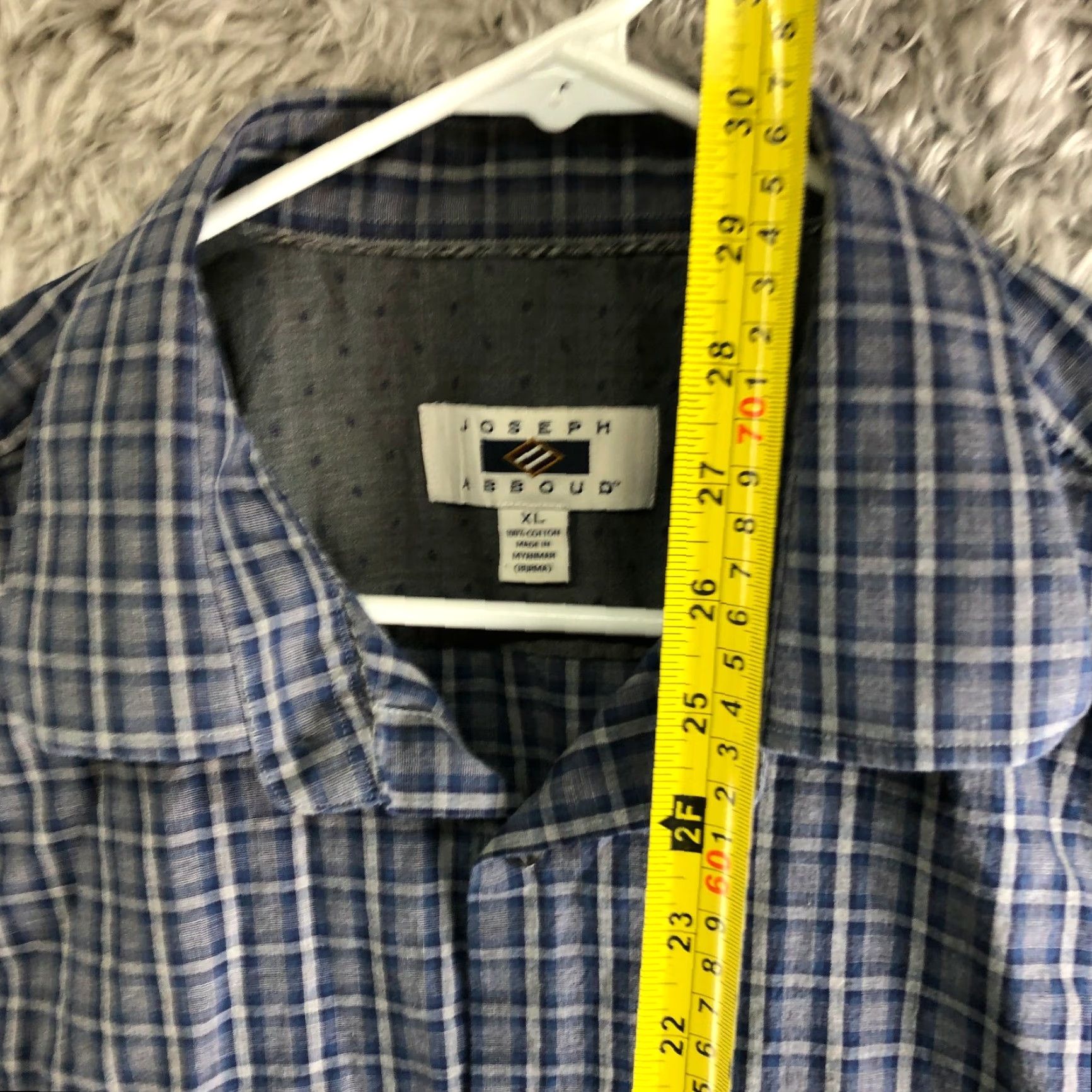 Joseph Abboud Joseph Abboud Shirt XL Gray Long Sleeve Button-Up Spread Collar Mens Regular Cotton Size US XL / EU 56 / 4 - 3 Thumbnail