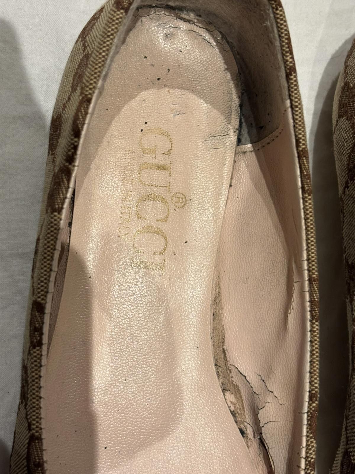 Gucci Gucci - Brown GG Canvas Ballet Flats with Horsebit Detail Size US 7.5 / IT 37.5 - 3 Thumbnail