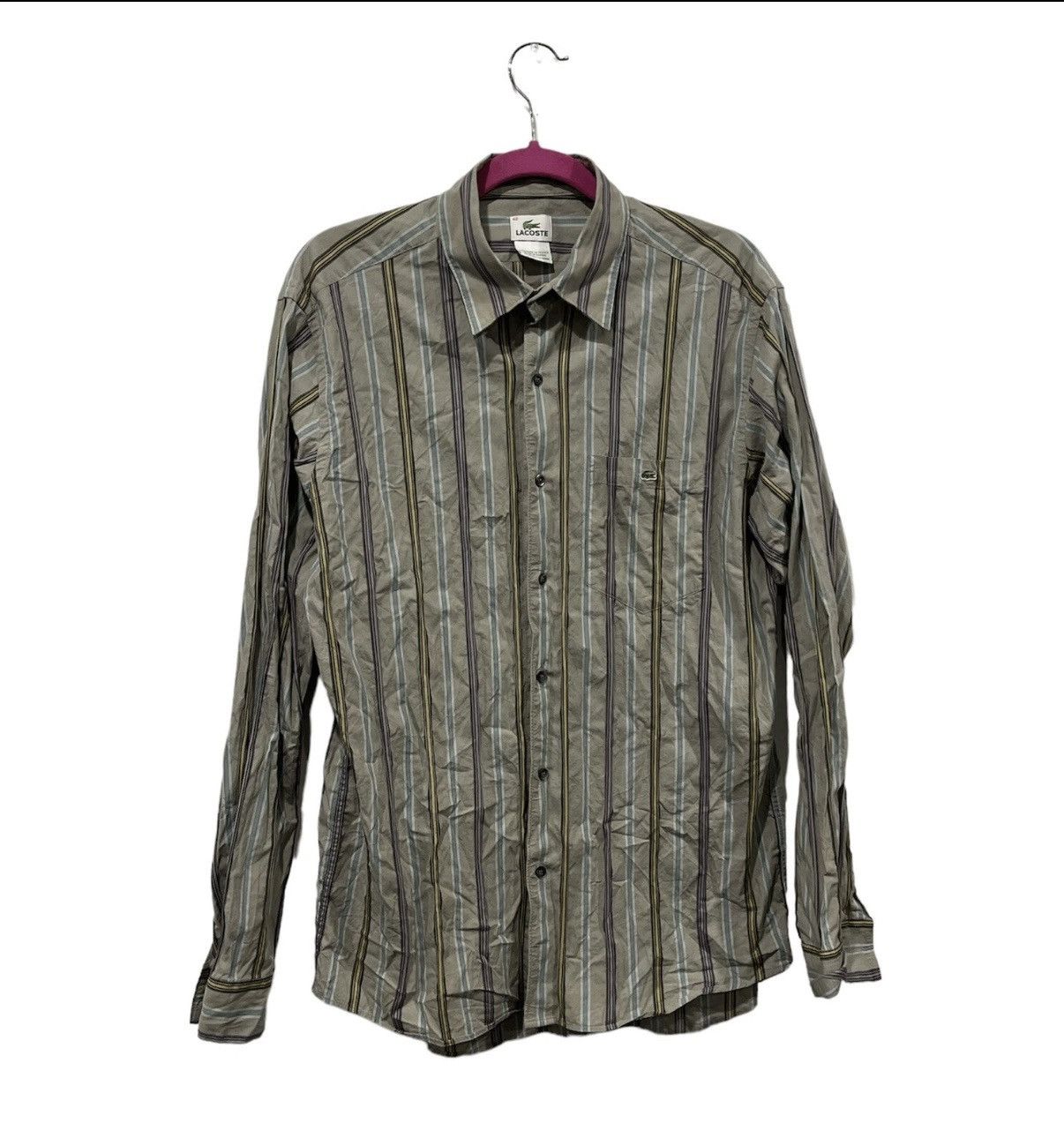 Lacoste Lacoste Men's Vertical Stripe Size 42 Large Button Up Shirt Size US L / EU 52-54 / 3 - 1 Thumbnail