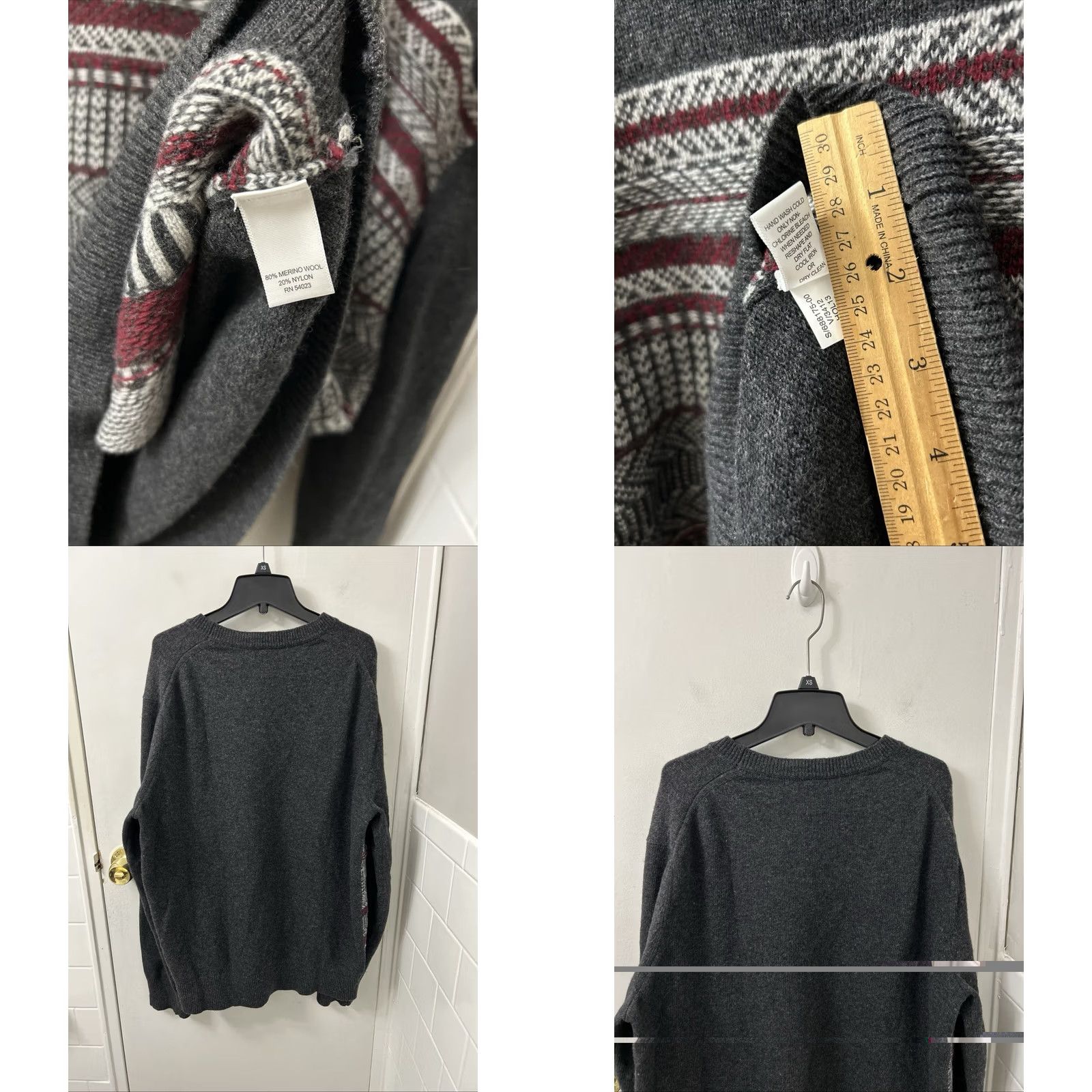 Banana Republic Banana Republic Sweater Mens XL Gray Merino Wool Crew Neck Fair Isle Pullover Knit Size US XL / EU 56 / 4 - 8 Thumbnail