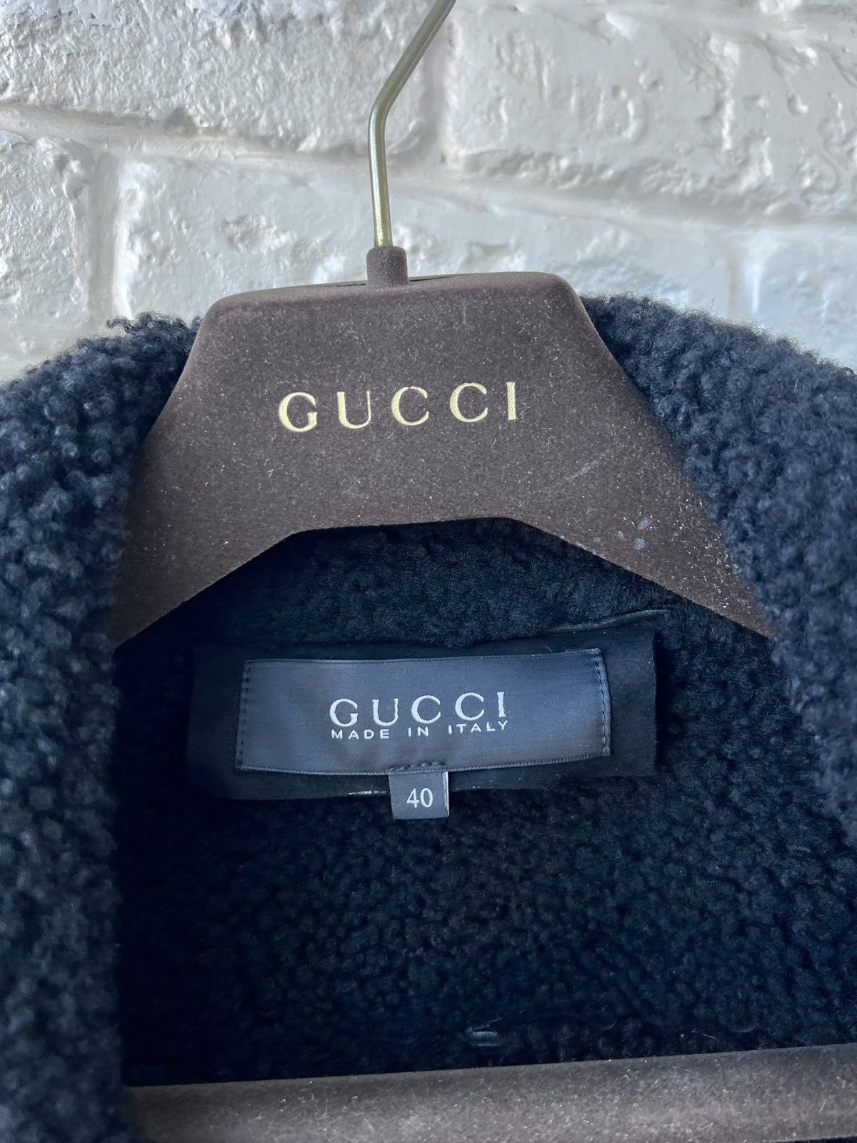 Gucci Gucci Leather Double-Breasted Shearling Jacket Size S / US 4 / IT 40 - 10 Thumbnail