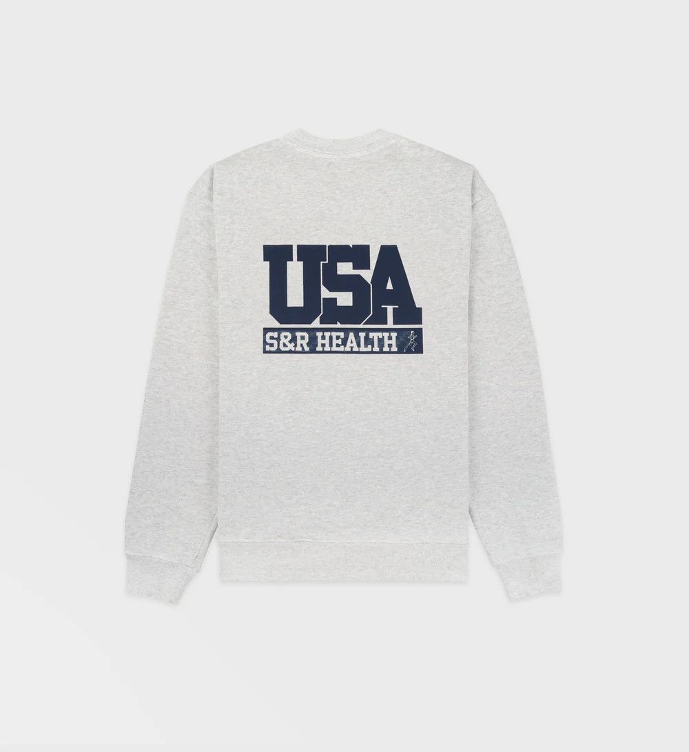 Sporty & Rich o1mle0425 Team USA Crewneck Sweatshirt Heather Grey Size S / US 4 / IT 40 - 2 Thumbnail