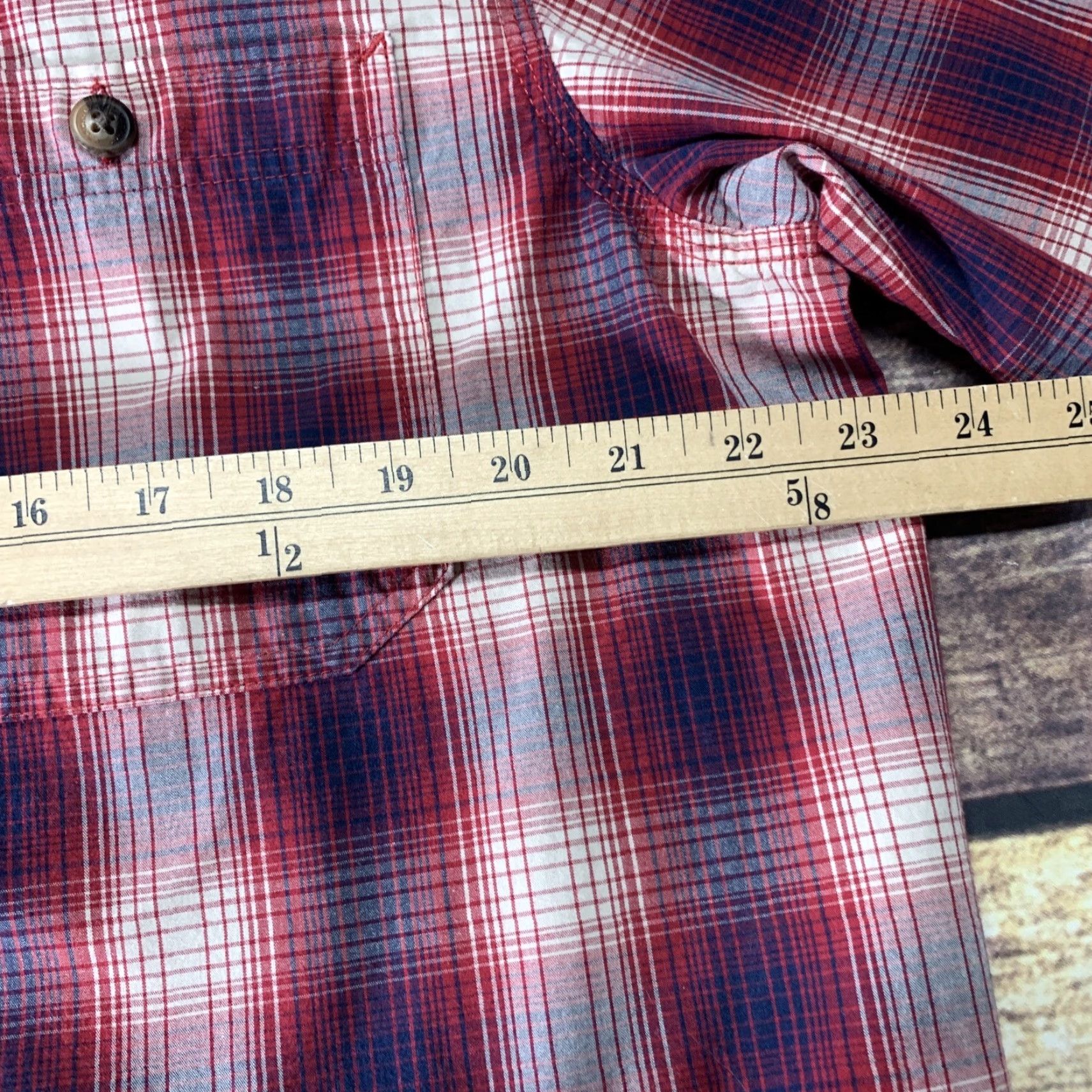 Vintage C.E. Schmidt Shirt Short Sleeve Red Button Down Front Check Plaid Pockets Large Size US L / EU 52-54 / 3 - 3 Thumbnail