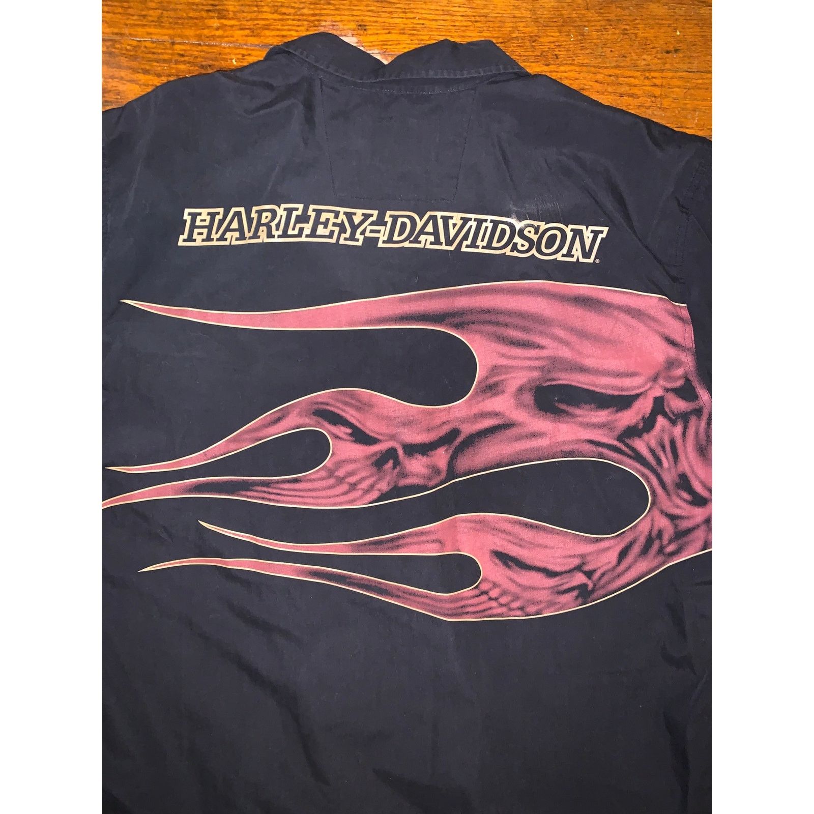 Harley Davidson Harley Davidson Flame Skull Button Up Shirt Black 2XL Biker Size US XXL / EU 58 / 5 - 4 Thumbnail