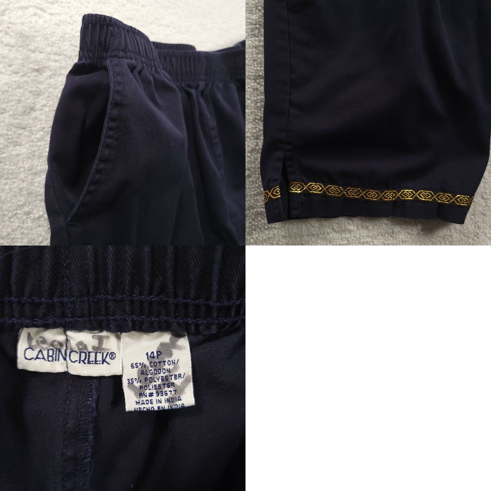 Vintage VINTAGE Cabin Creek Pull-On Capri Pants Womens 14P Petite Blue Elastic Waist Pockets Size 36" / US 14 / IT 50 - 8 Thumbnail
