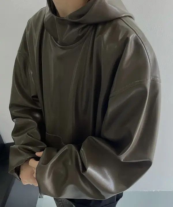 VIBE Avant garde fashion punk oversized faux leather hoodie Size US M / EU 48-50 / 2 - 2 Thumbnail