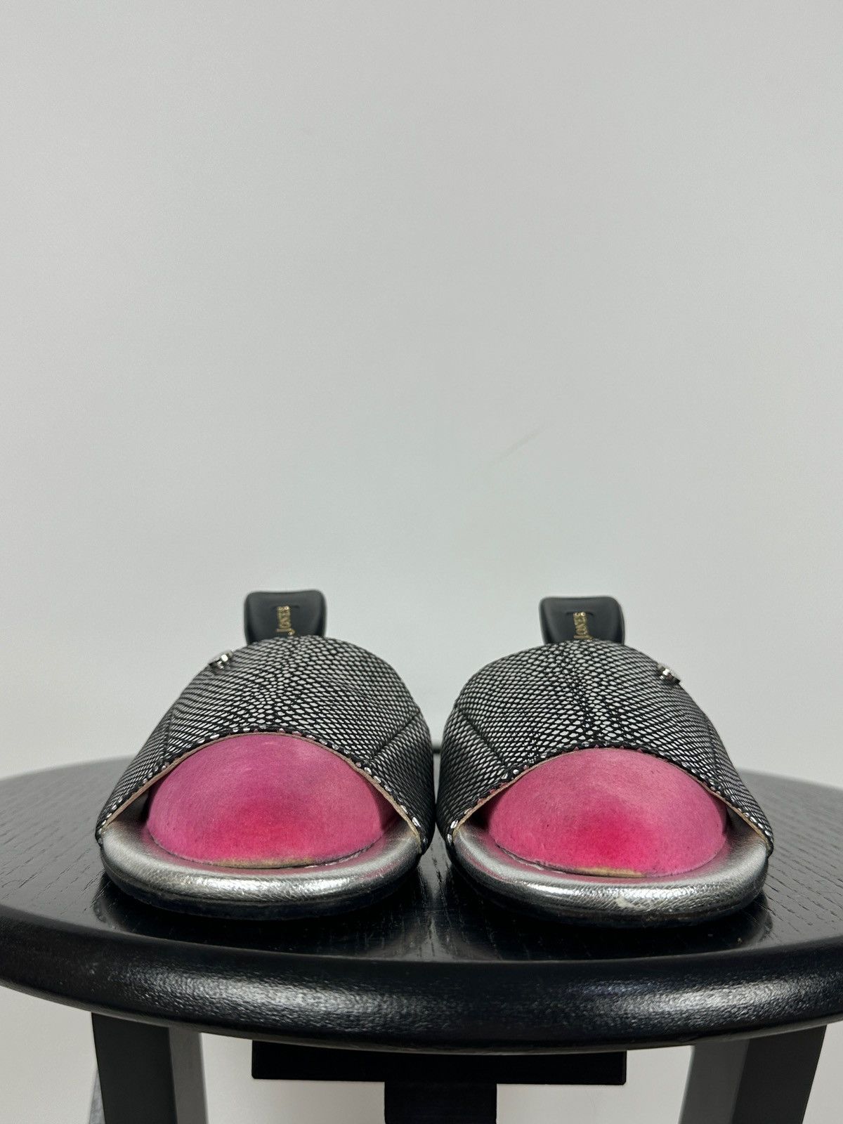 Jimmy Choo Jimmy Choo Metallic Black Snake Leather Slides Sandals Size US 6 / IT 36 - 12 Thumbnail