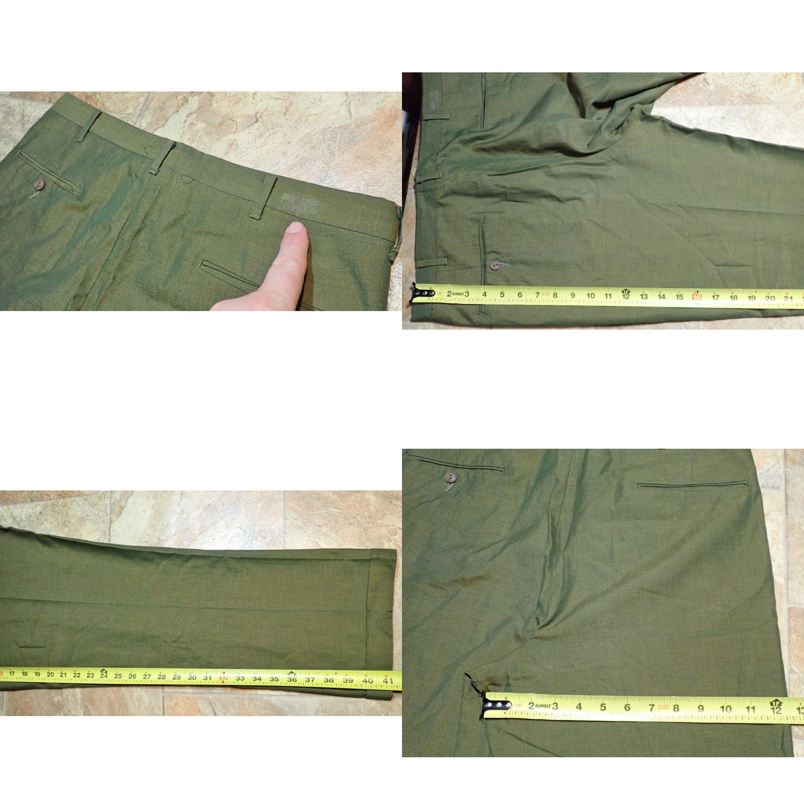 Vintage VINTAGE KORATRON 1960s Green Sharkskin Pants Slacks 35x28 Business Mens Size US 35 - 8 Thumbnail