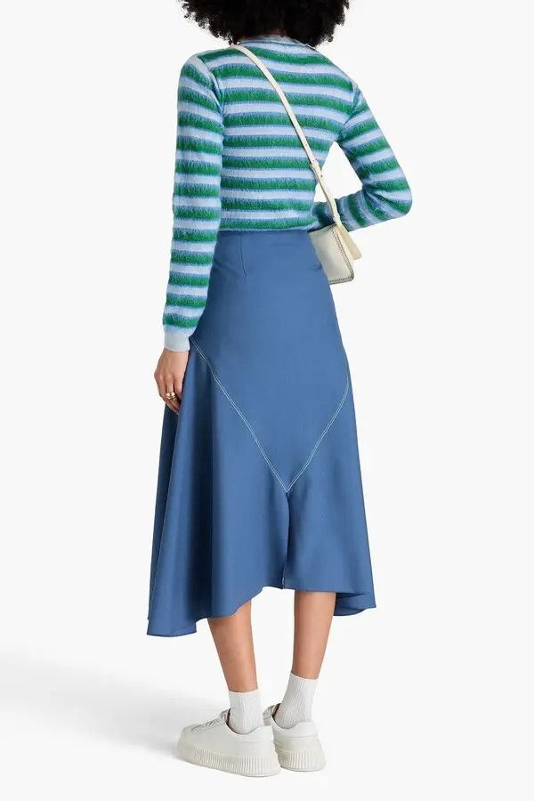 Marni o1w1db11125 Embroidered Wool Midi Skirt in Blue Size 26" / US 2 / IT 38 - 3 Thumbnail