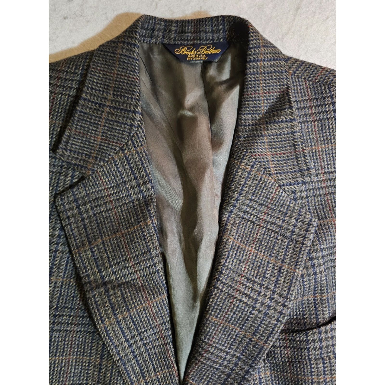 Brooks Brothers VINTAGE Brooks Brothers Blazer 100% Wool Glen Plaid Heavy Weight Regular Fit Mens Sz 42R Jacket Size 42R - 3 Thumbnail