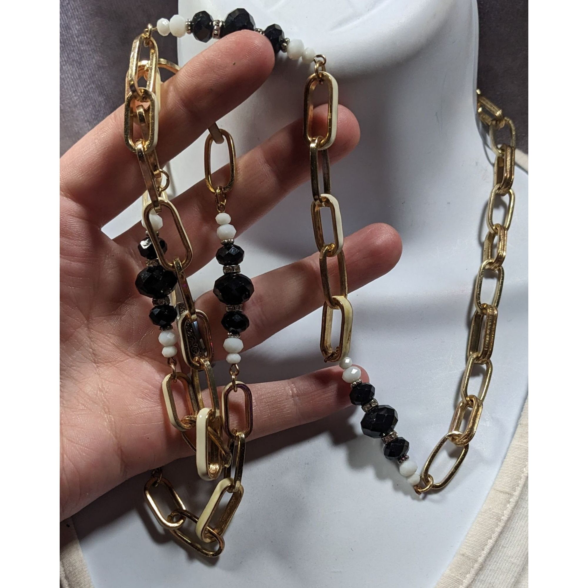 Other Vintage Ali-Khan New York Gold Tone Chain Necklace With Bead Size ONE SIZE - 2 Thumbnail