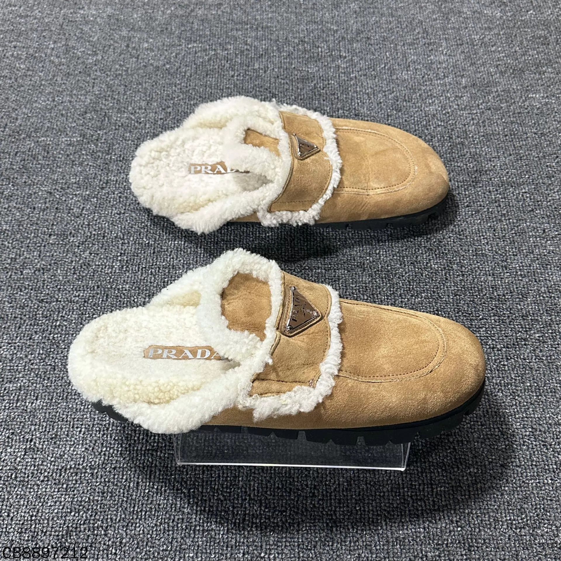 Prada Prada Tri Logo Shearling Birkenstock Slippers 99New 39 Size US 8.5 / IT 38.5 - 3 Thumbnail
