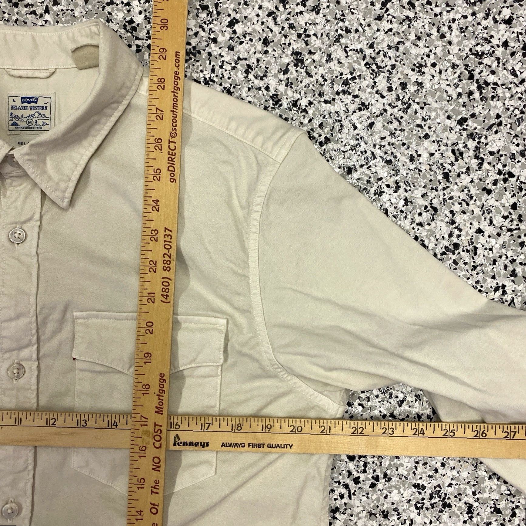 Levi's Levi’s Shirt Men Medium Beige Cotton Button-Up Long Sleeve Western Plaid Easy Care Pockets Vintage No Sample Size US M / EU 48-50 / 2 - 3 Thumbnail