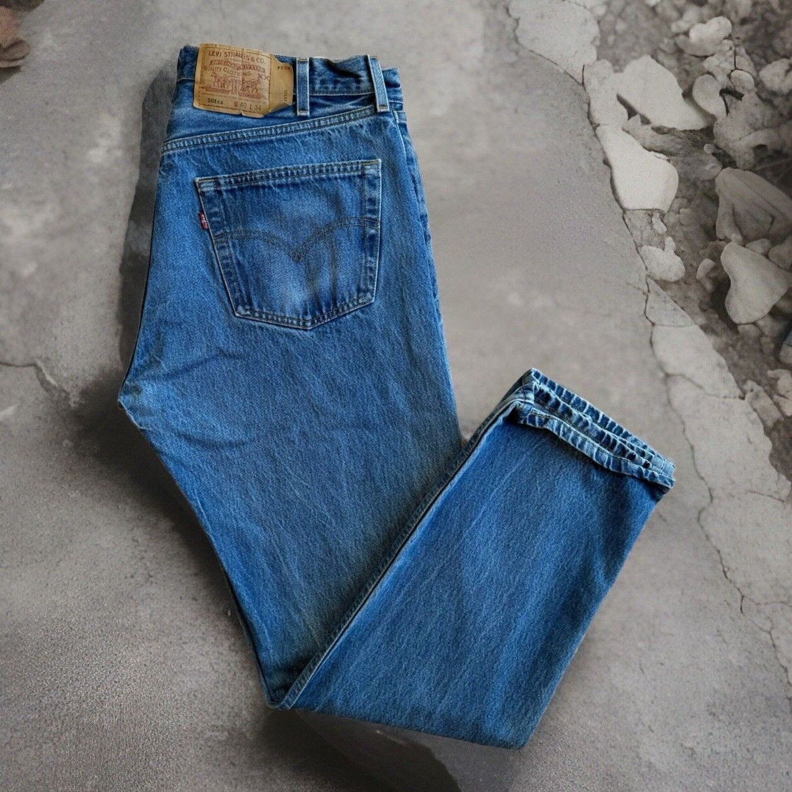 Vintage Levis 501 Jeans Blue 90s Denim Made in USA Workwear