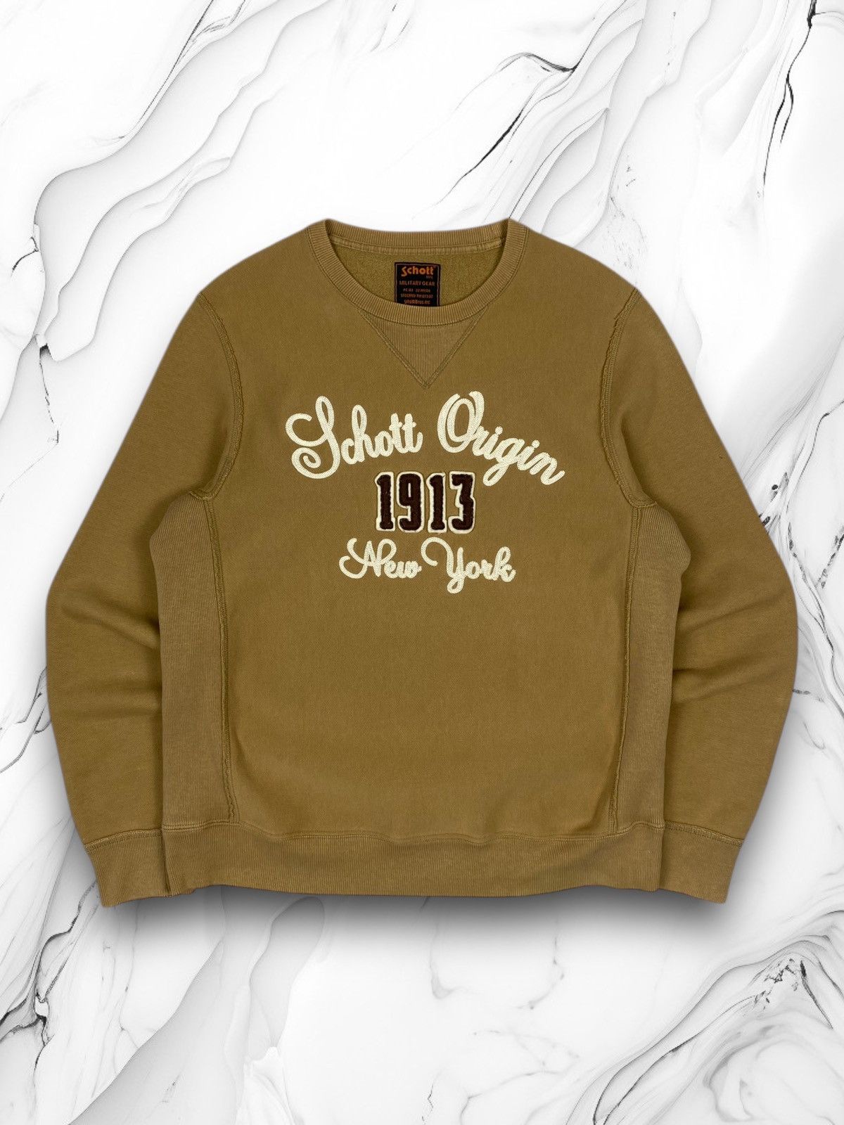 Schott Vintage Schott NYC Embroidered Logo Brown Sweatshirt Y2K Size US M / EU 48-50 / 2 - 1 Thumbnail