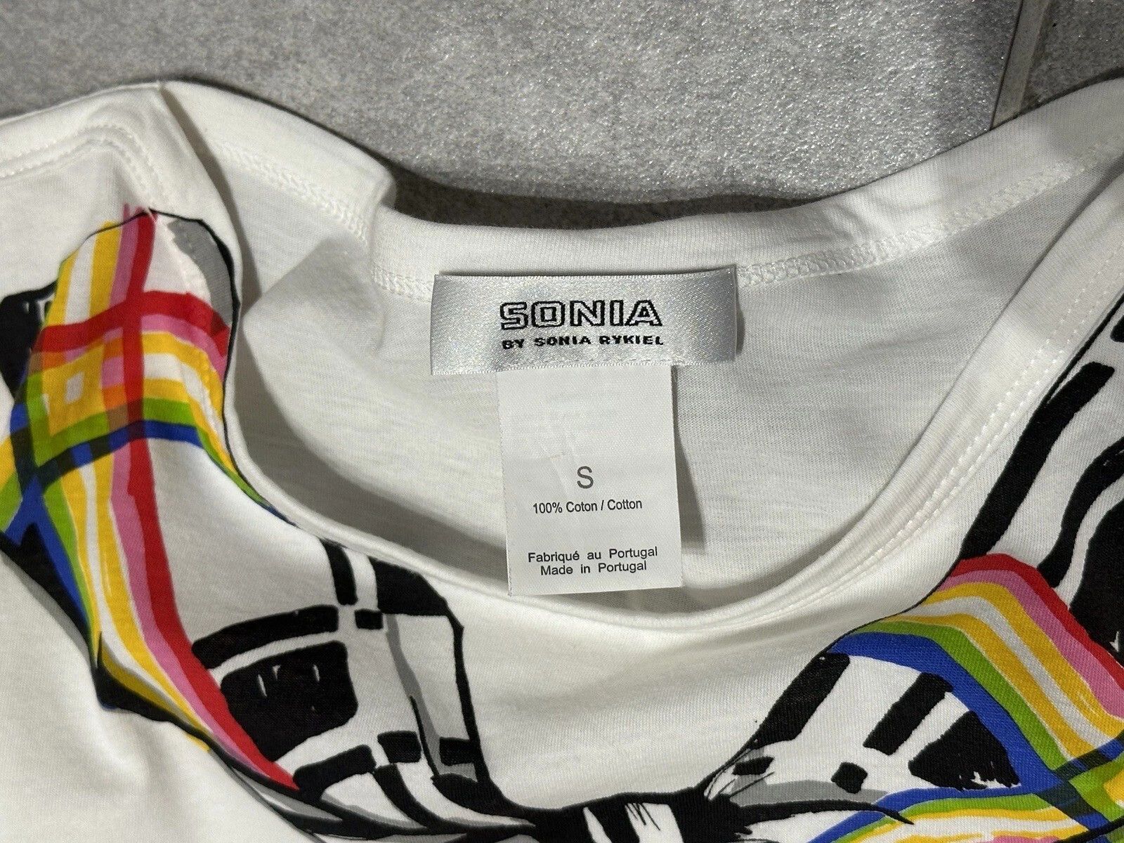 Sonia Rykiel Sonia Rykiel Womens Fitted Tee White Top Bow Print Size S / US 4 / IT 40 - 9 Thumbnail