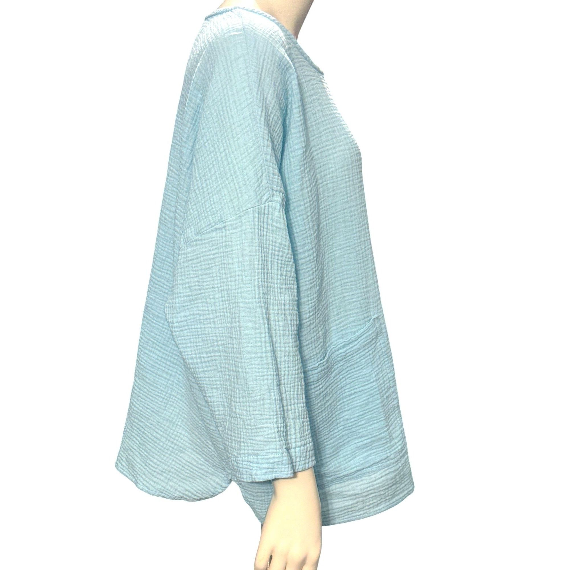 Other CCC Light Blue Cotton Boxy Top All Cotton Front Pockets Long Size XL / US 12-14 / IT 48-50 - 4 Thumbnail