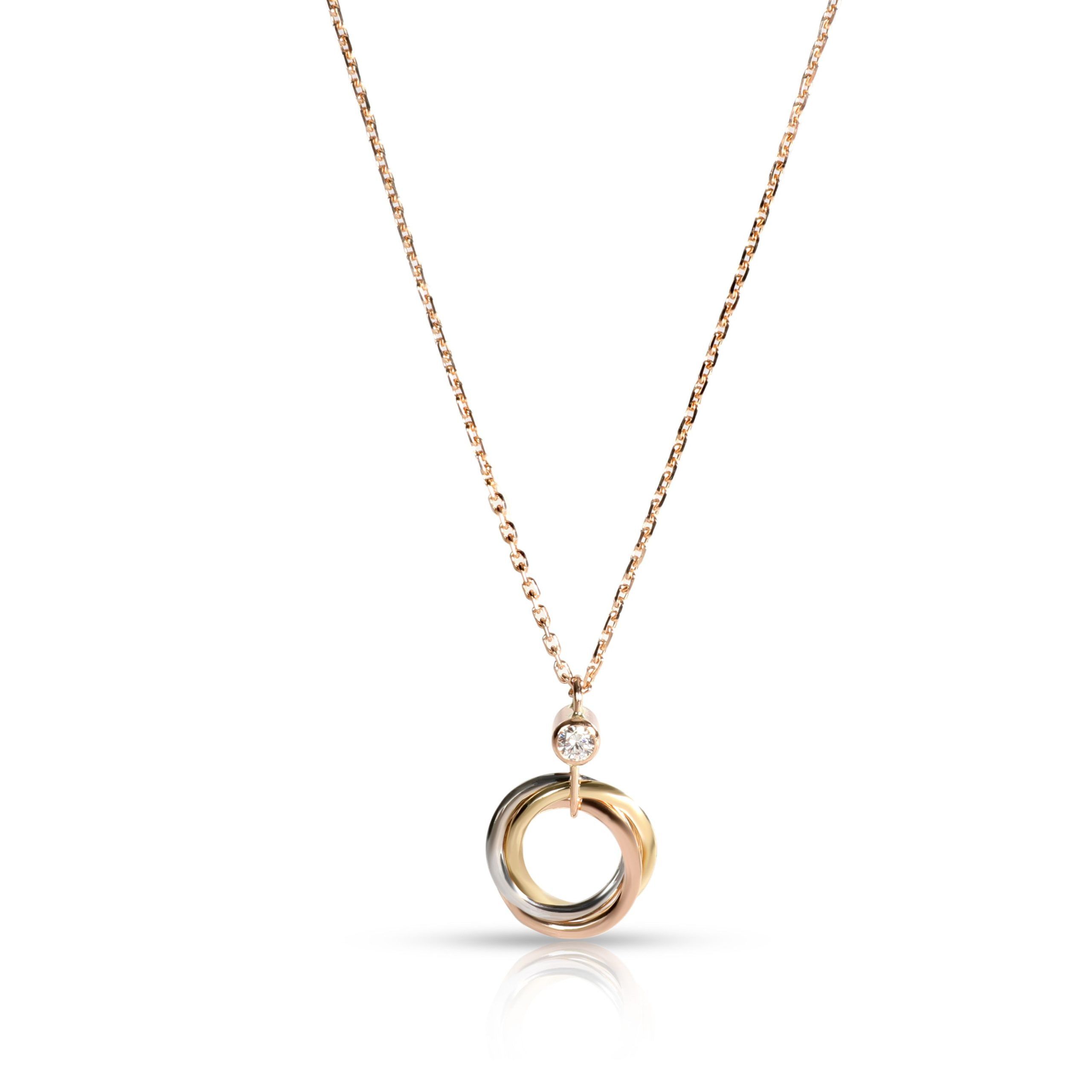 image of Cartier Trinity Diamond Necklace In 18Kt Tri-Colored Gold 0.04 Ctw, Women's