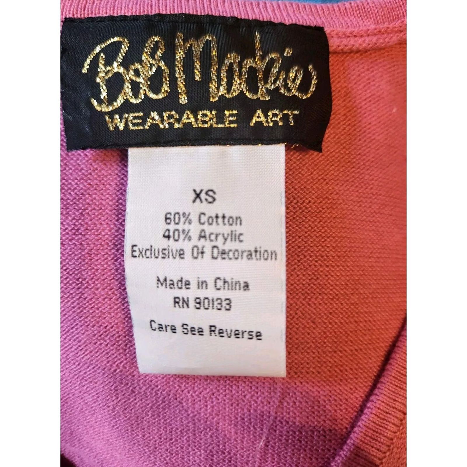 Bob Mackie Bob Mackie Wearable Art Cardigan XS Pink Black Fringe Pearls Buttons 3/4 Sleeve V-Neck Sweater Women Cardigan Casual Vintage No Size XS / US 0-2 / IT 36-38 - 5 Thumbnail