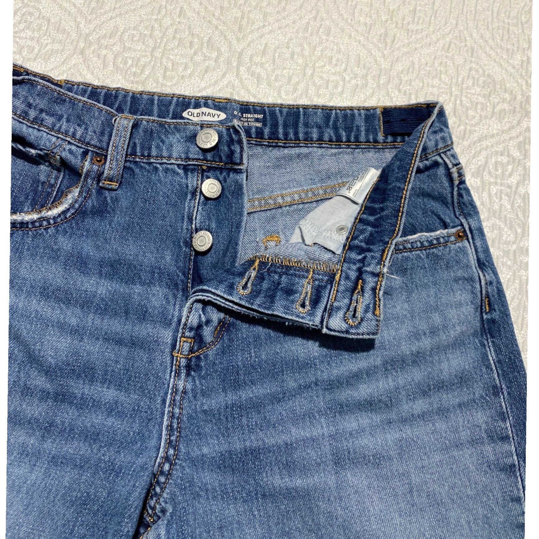 Old Navy Old Navy Jeans Straight Women's High Rise 16 Medium Wash Denim 28in Inseam 5-Pocket Button Fly Cotton Size 38" / US 16 / IT 52 - 3 Thumbnail