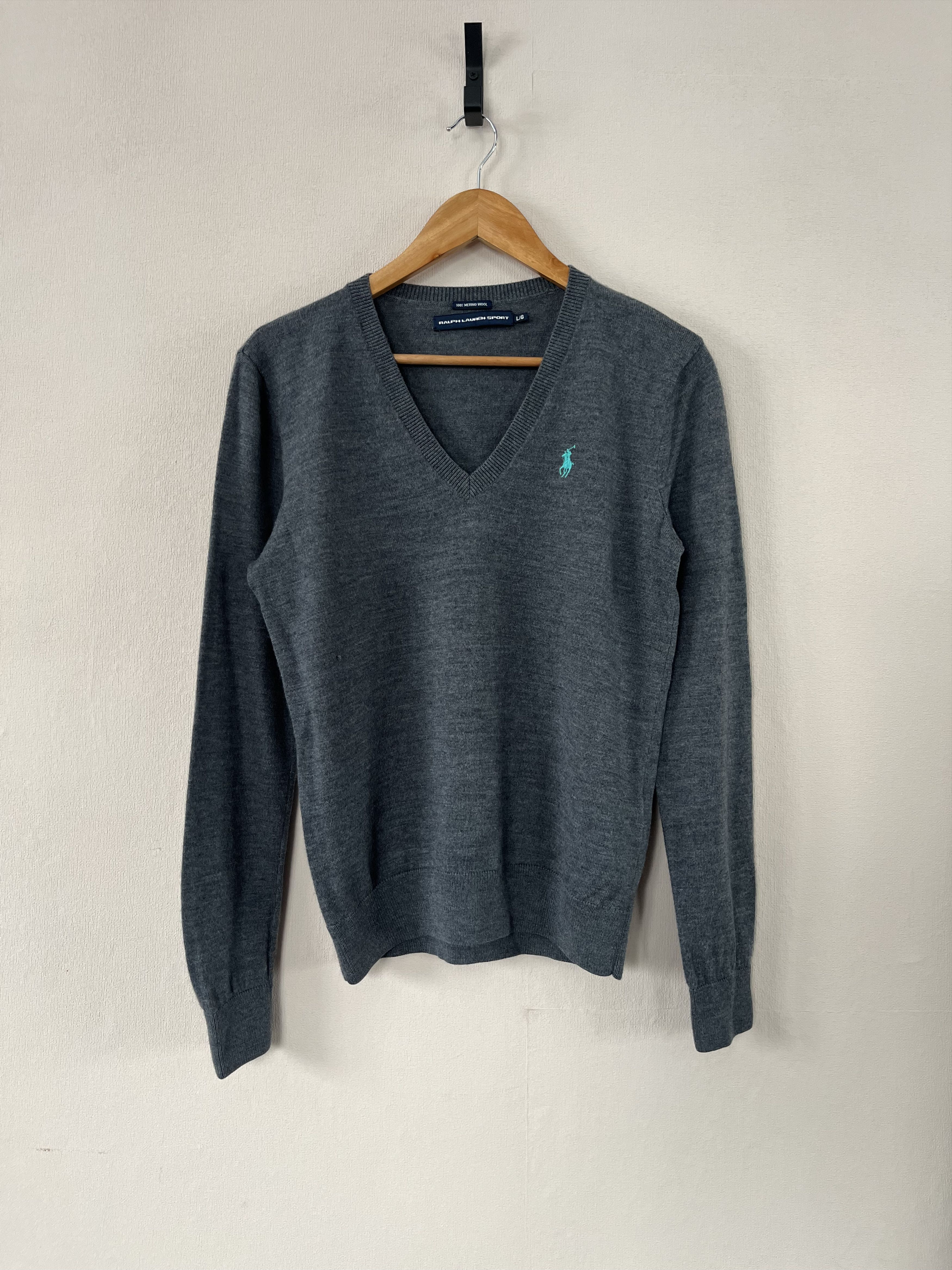 Polo Ralph Lauren Ralph Lauren Sport Wool Sweater Womens Gray V Neck Size L / US 10 / IT 46 - 2 Thumbnail