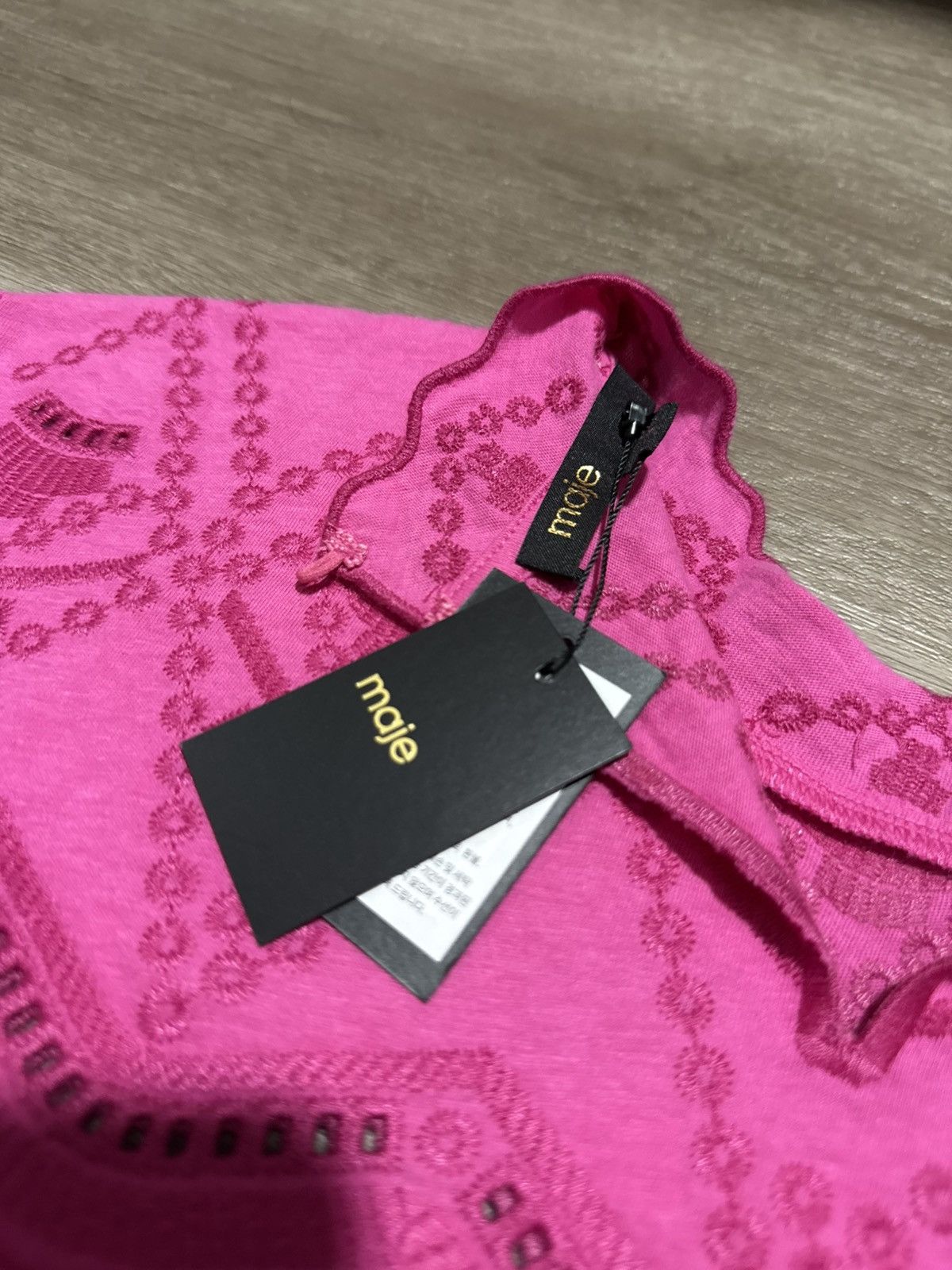 Maje Maje Pink Lace-Embroidered Top (NWT) Size S / US 4 / IT 40 - 2 Thumbnail