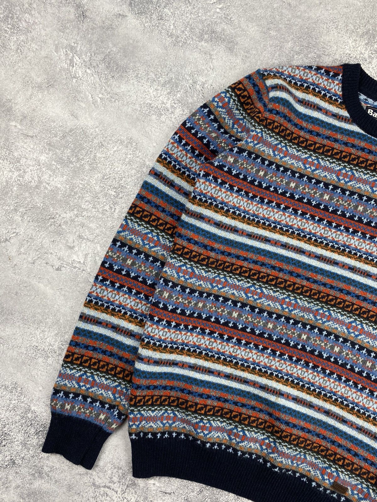 Barbour × Designer × Vintage Vintage Barbour Designer Aztec Wool Knitted Sweater Size US S / EU 44-46 / 1 - 6 Thumbnail