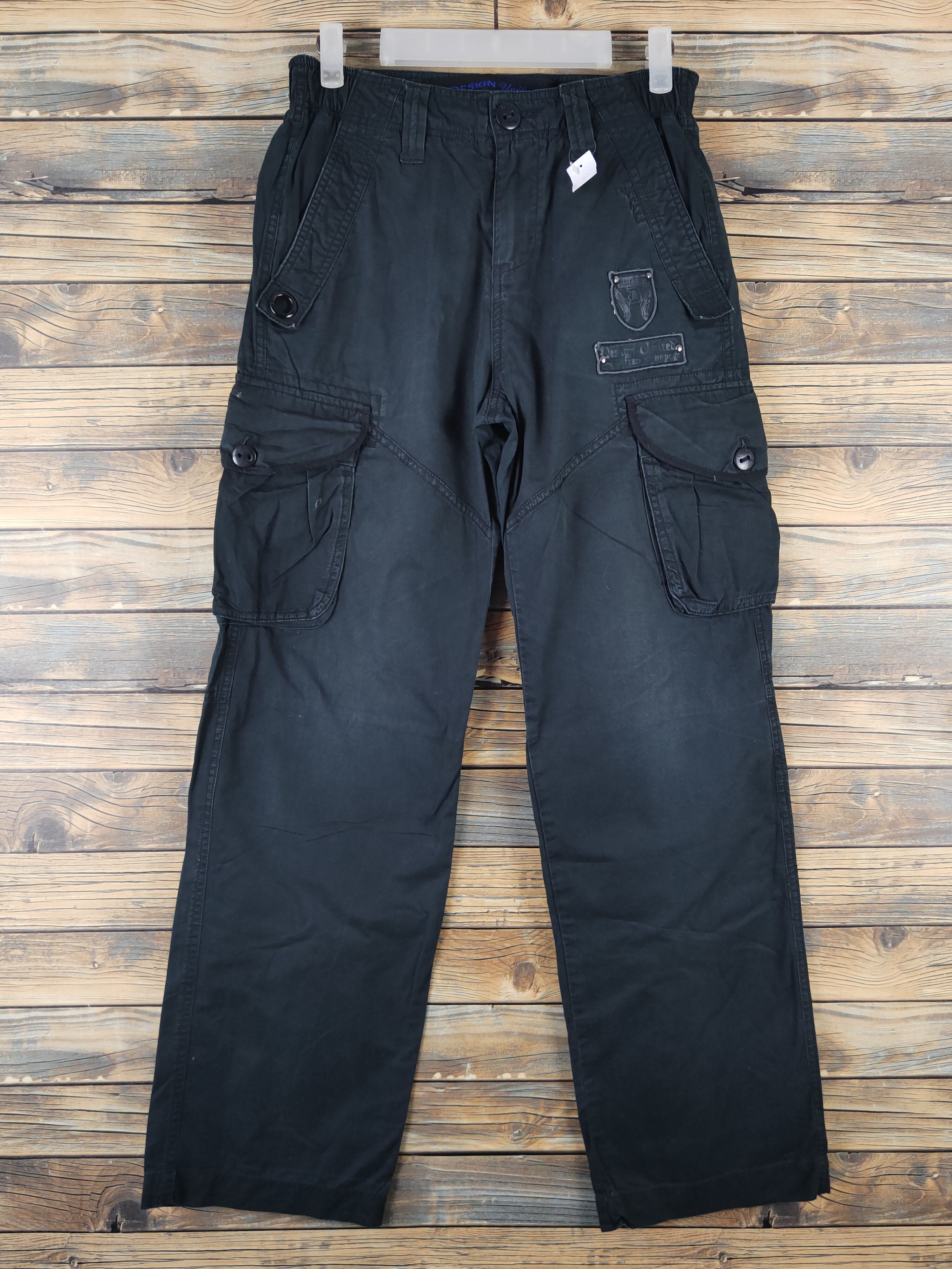 Japanese Brand DL Design United Black Multipocket Cargo Pants #1339 Size US 27 - 1 Thumbnail
