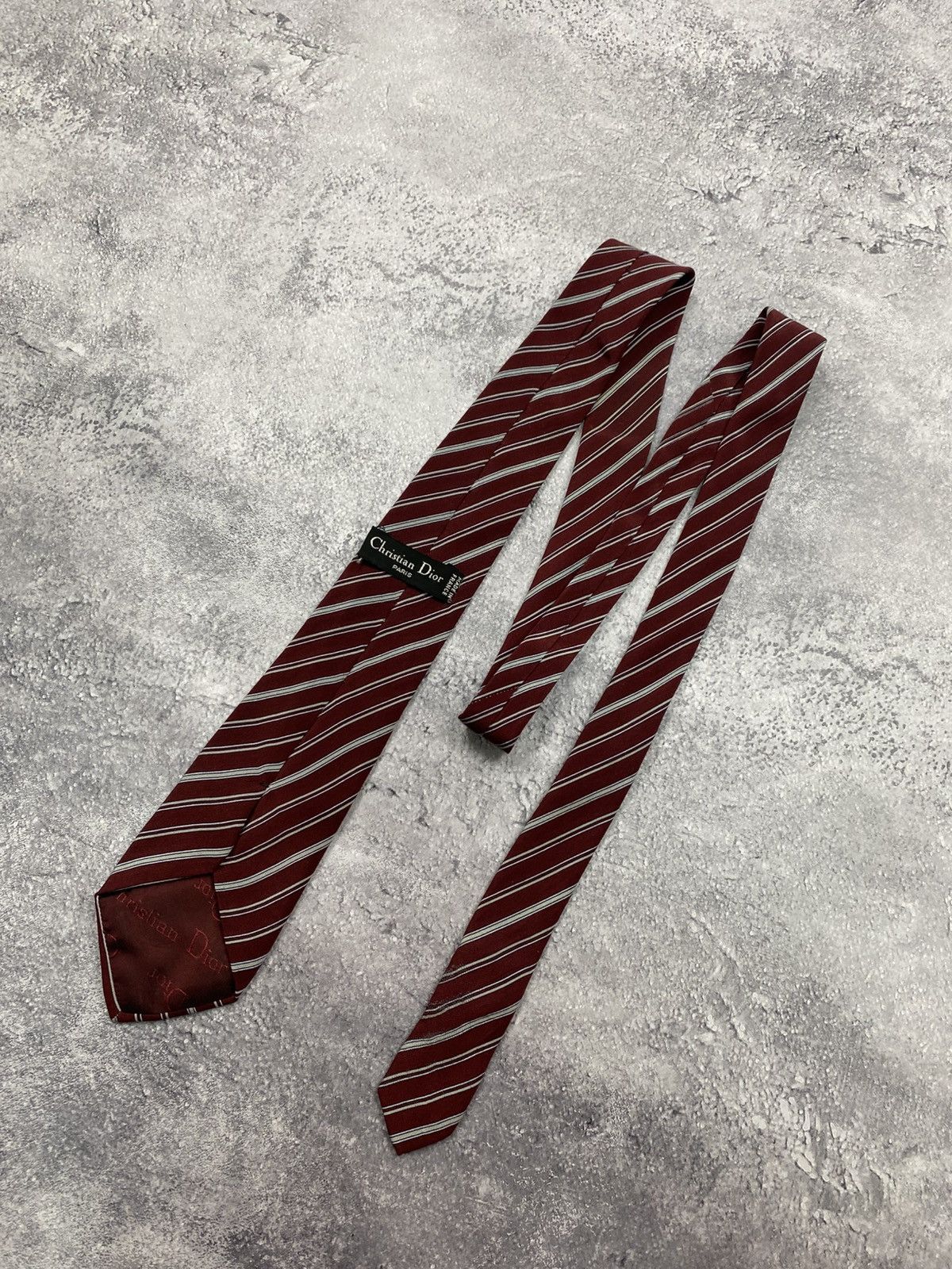 Christian Dior Monsieur Vintage Christian Dior Paris Striped Silk Tie Luxury France Size ONE SIZE - 6 Thumbnail
