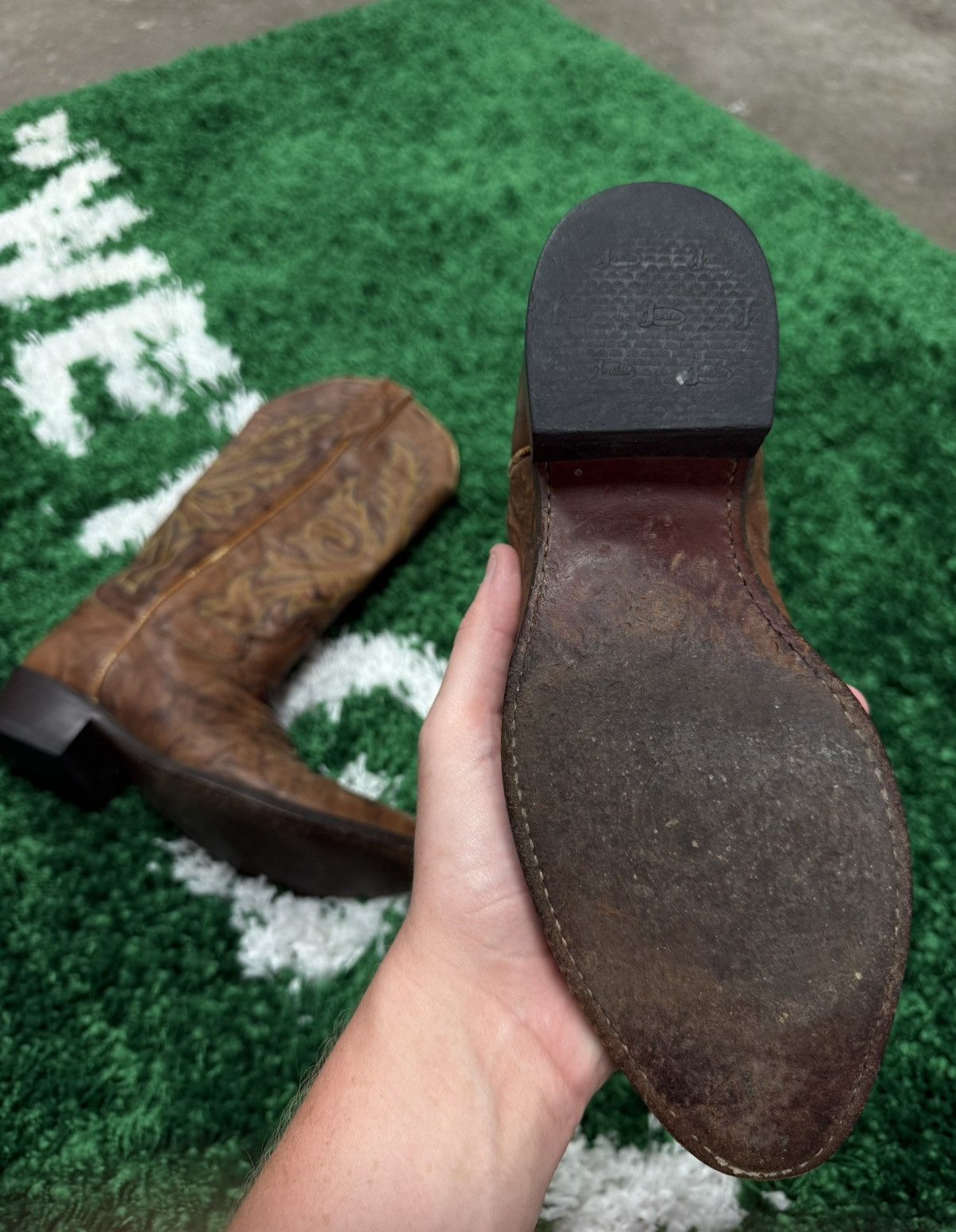 Cowboy Equipment × Justin Boots × Vintage Justin Boots Brown Leather Cowboy Boots Sz. 7 Size US 7 / EU 40 - 4 Thumbnail