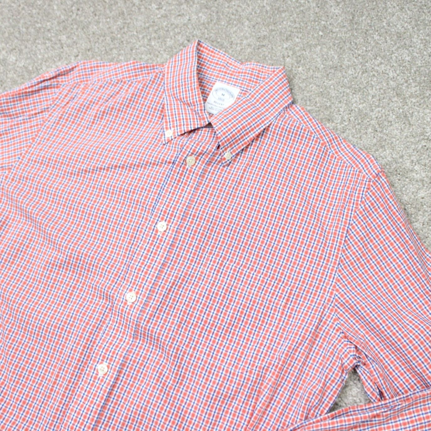 Brooks Brothers Brooks Brothers Shirt Mens Medium Regent Orange/Blue Cotton Long Sleeve Button-Up Check Size US M / EU 48-50 / 2 - 3 Thumbnail