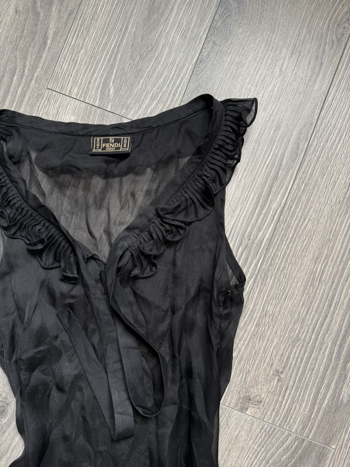 Fendi Fendi Roma Sheer Ruffle Detail Silk Chiffon Slipdress Size M / US 6-8 / IT 42-44 - 3 Thumbnail