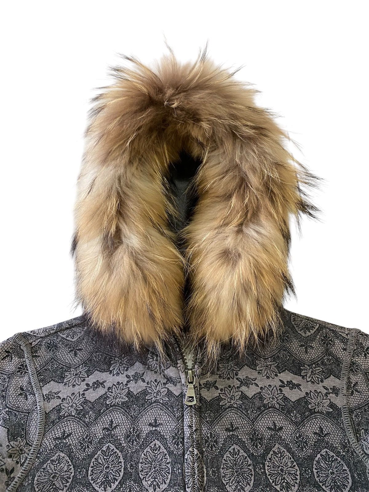 Japanese Brand Fur Luxury Hood Zip Hoodie Grey Tribal Pattern Y2K Jacket Size M / US 6-8 / IT 42-44 - 2 Thumbnail