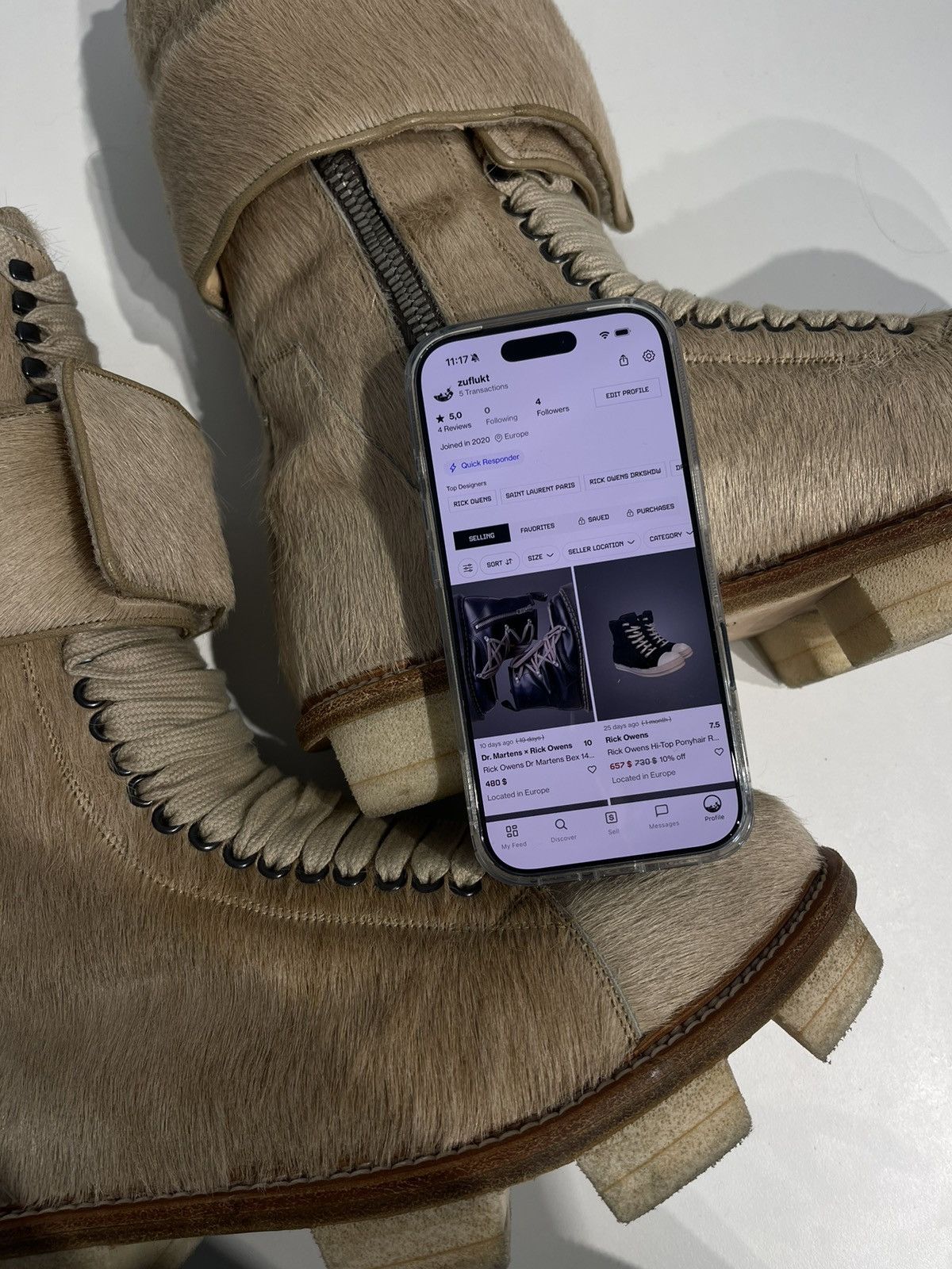 Rick Owens Rick Owens Ponyhair Megatooth Runway Hi-Top Boots from AW13 Size US 13 / EU 46 - 13 Thumbnail