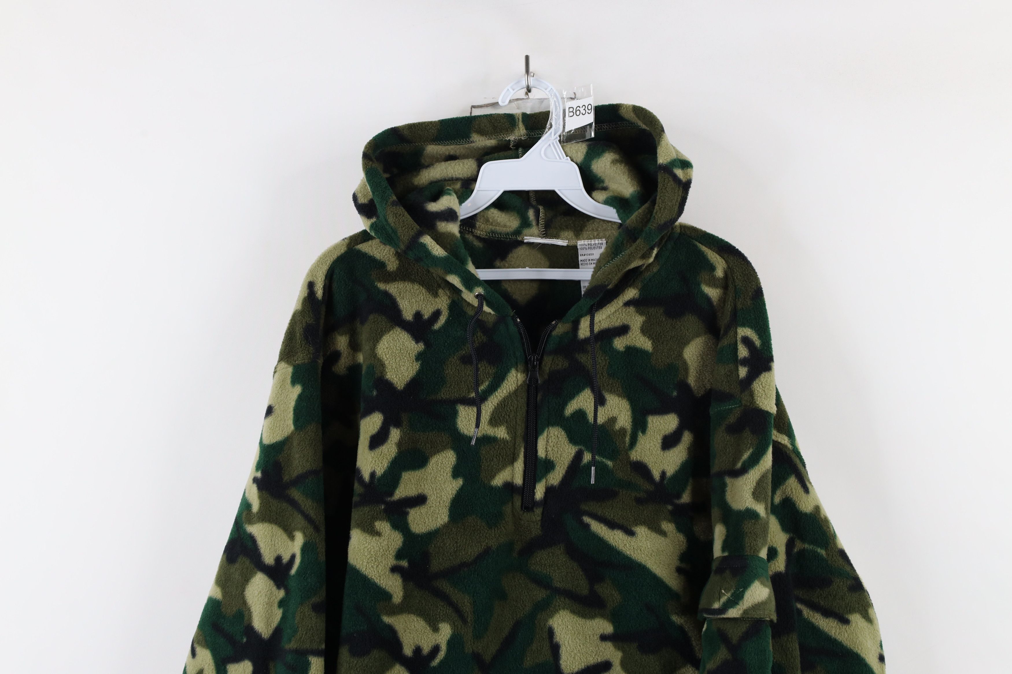 Vintage Vintage 90s Y2K Streetwear Camouflage Half Zip Fleece Hoodie Size US M / EU 48-50 / 2 - 2 Thumbnail