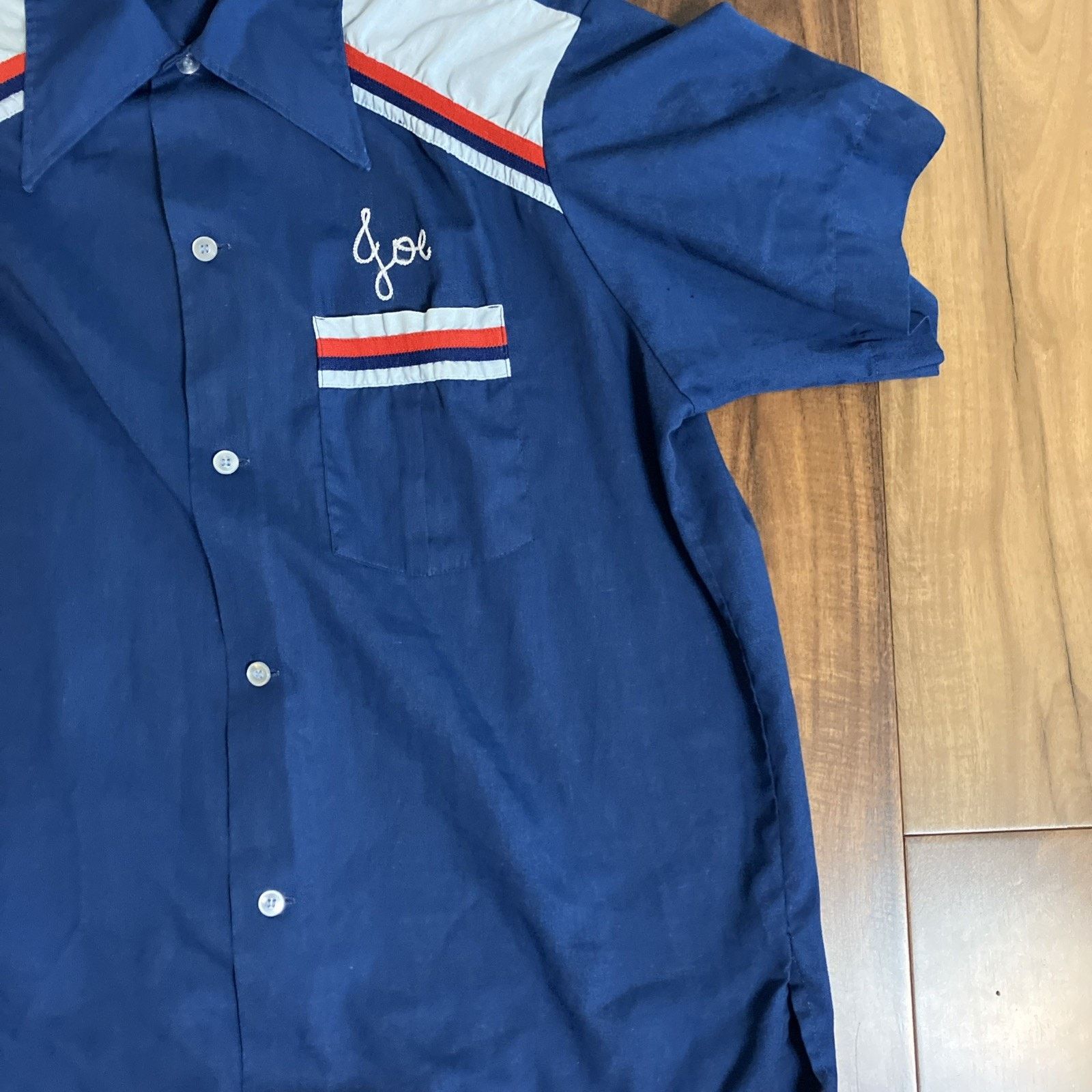 Other Vtg1970s Hilton Chain Stitch Mens Medium Bowling Shirt Navy Size US M / EU 48-50 / 2 - 17 Thumbnail