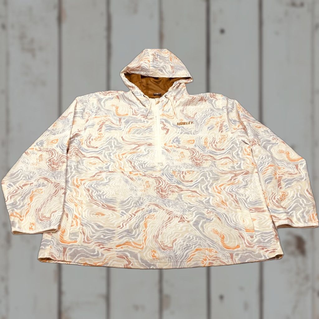 HURLEY Windbreaker Offshore Anorak Barely Bone Size 2XL Lightweight Printed