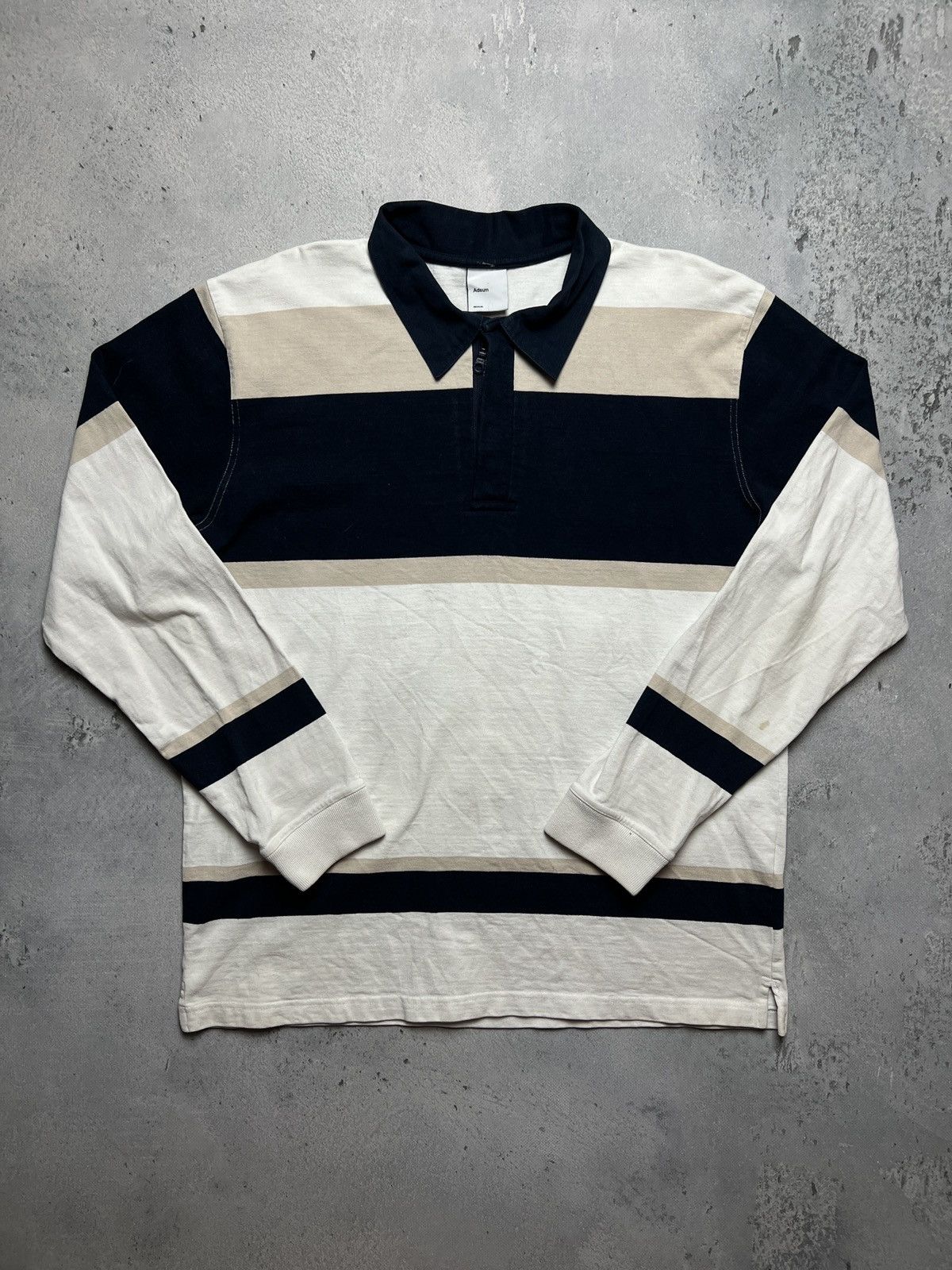 Adsum Adsum Striped Cotton Jersey 1/4 Half-Zip Rugby Shirt y2k lux Size US M / EU 48-50 / 2 - 1 Thumbnail