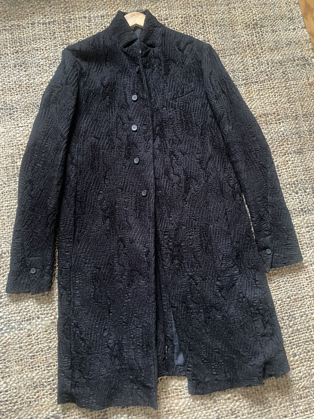 image of Masnada Silk Cotton Heavy Coat in Black, Men's (Size Medium)