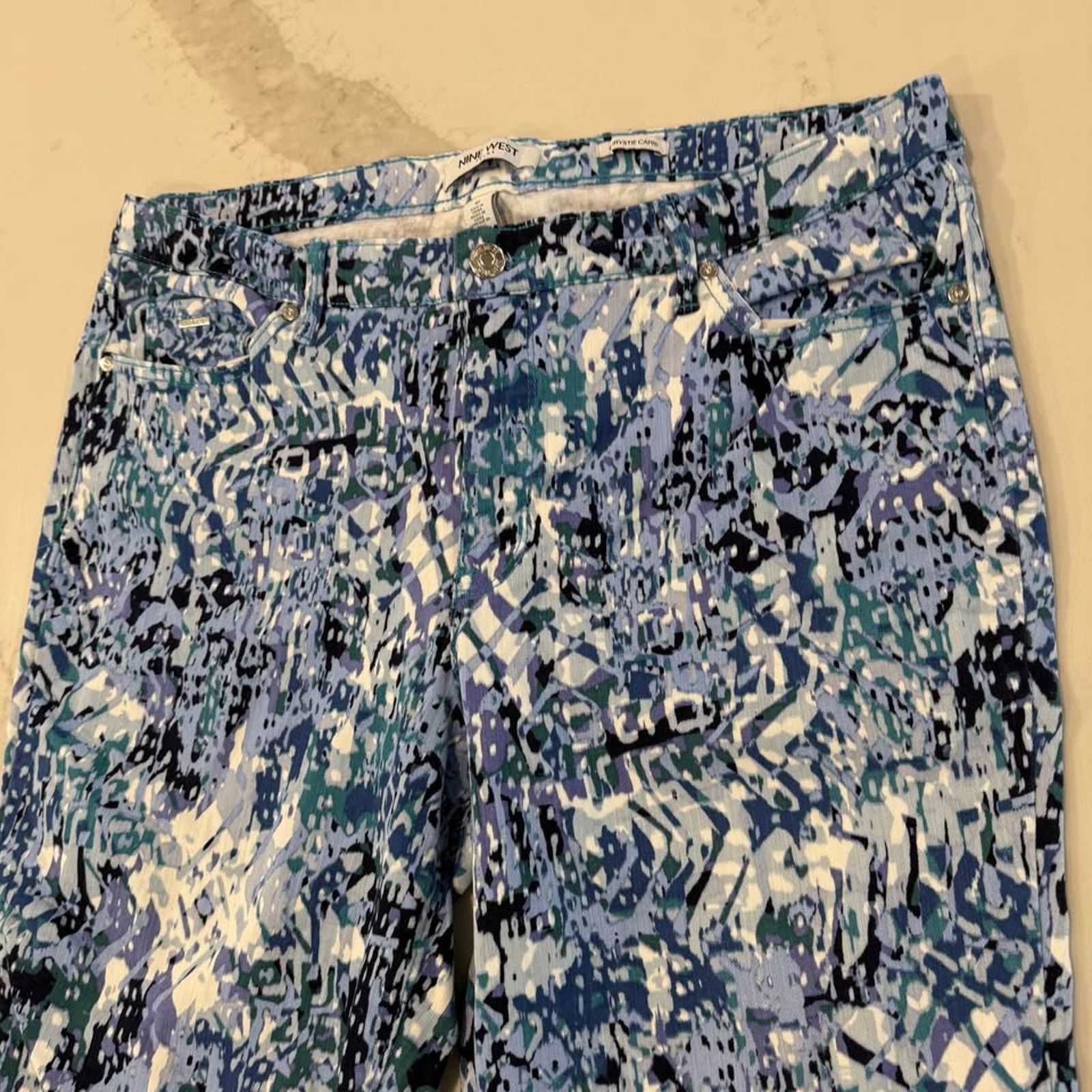 Nine West Nine West Chrystie Capri Pants Women's 16 Multicolor Blue Size 38" / US 16 / IT 52 - 3 Thumbnail