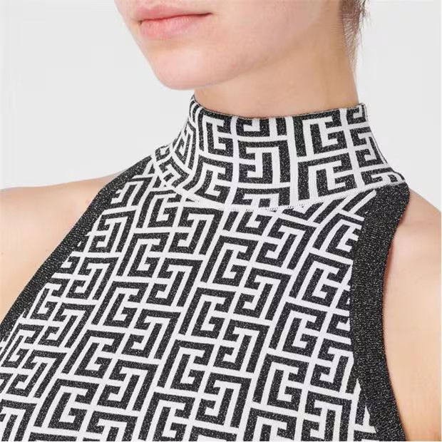 Balmain o1g2r1mq0924 Tank Top in White & Noir Size S / US 4 / IT 40 - 4 Thumbnail