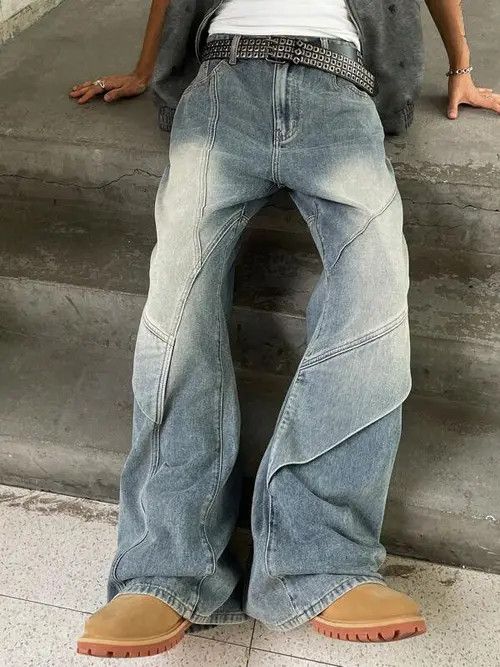 Jean × Vintage Vintage Washed Retro Wide Leg Y2k Denim Jeans Size US 36 / EU 52 - 1 Thumbnail