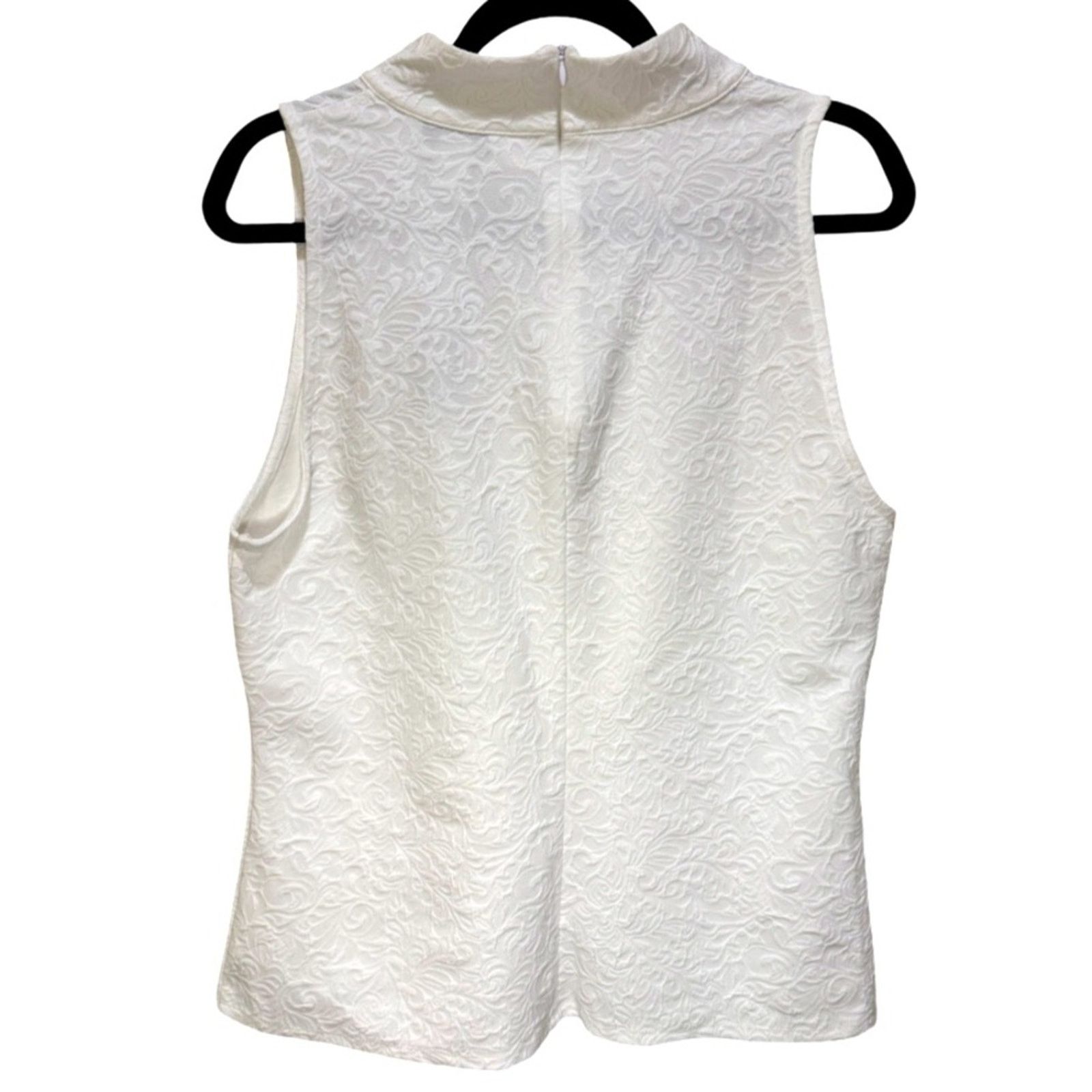 White House Black Market WHBM Floral Paisley Mock Neck Sleeveless Tank - White Sz XL Size XL / US 12-14 / IT 48-50 - 2 Thumbnail