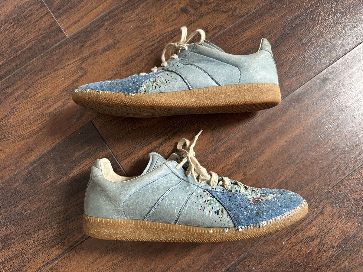 Maison Margiela Maison Margiela 44 / US 11 Blue Paint Splatter Replica GATs Size US 11 / EU 44 - 4 Thumbnail